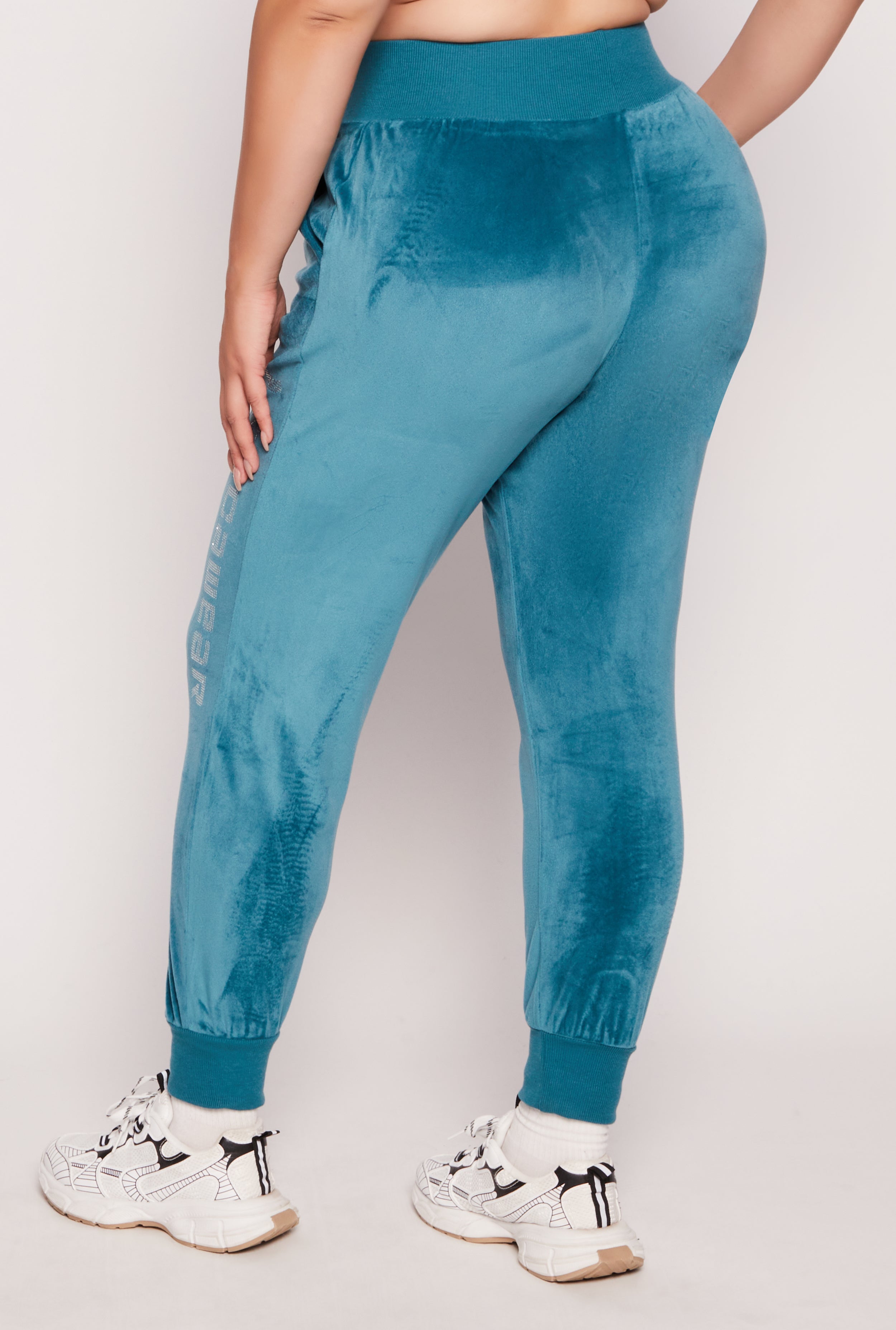 Plus Size Rocawear Rhinestone Velour Joggers、mySite、camillekostekn
