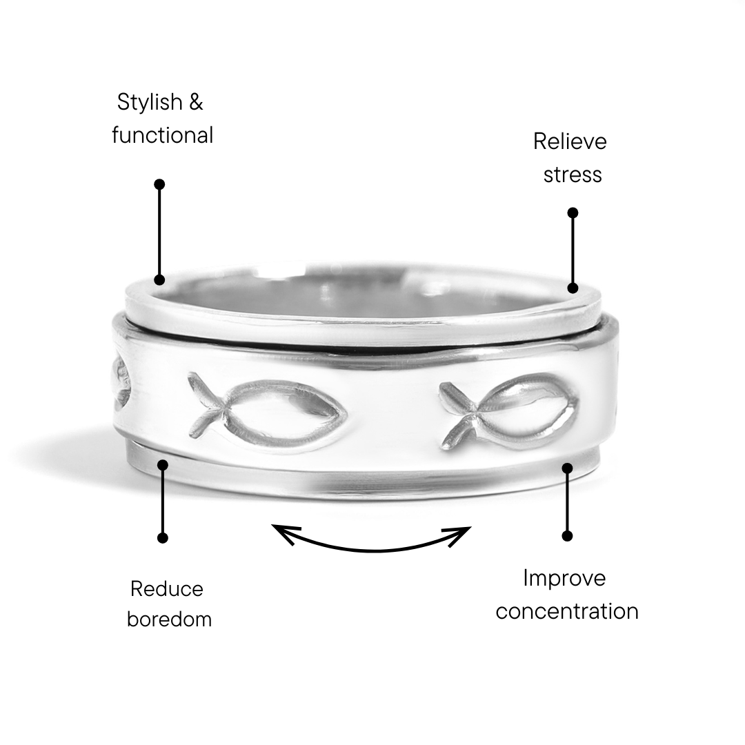 Sterling Silver Fish Ichthys Spinner Ring / SSR0032、mySite、dreamappss