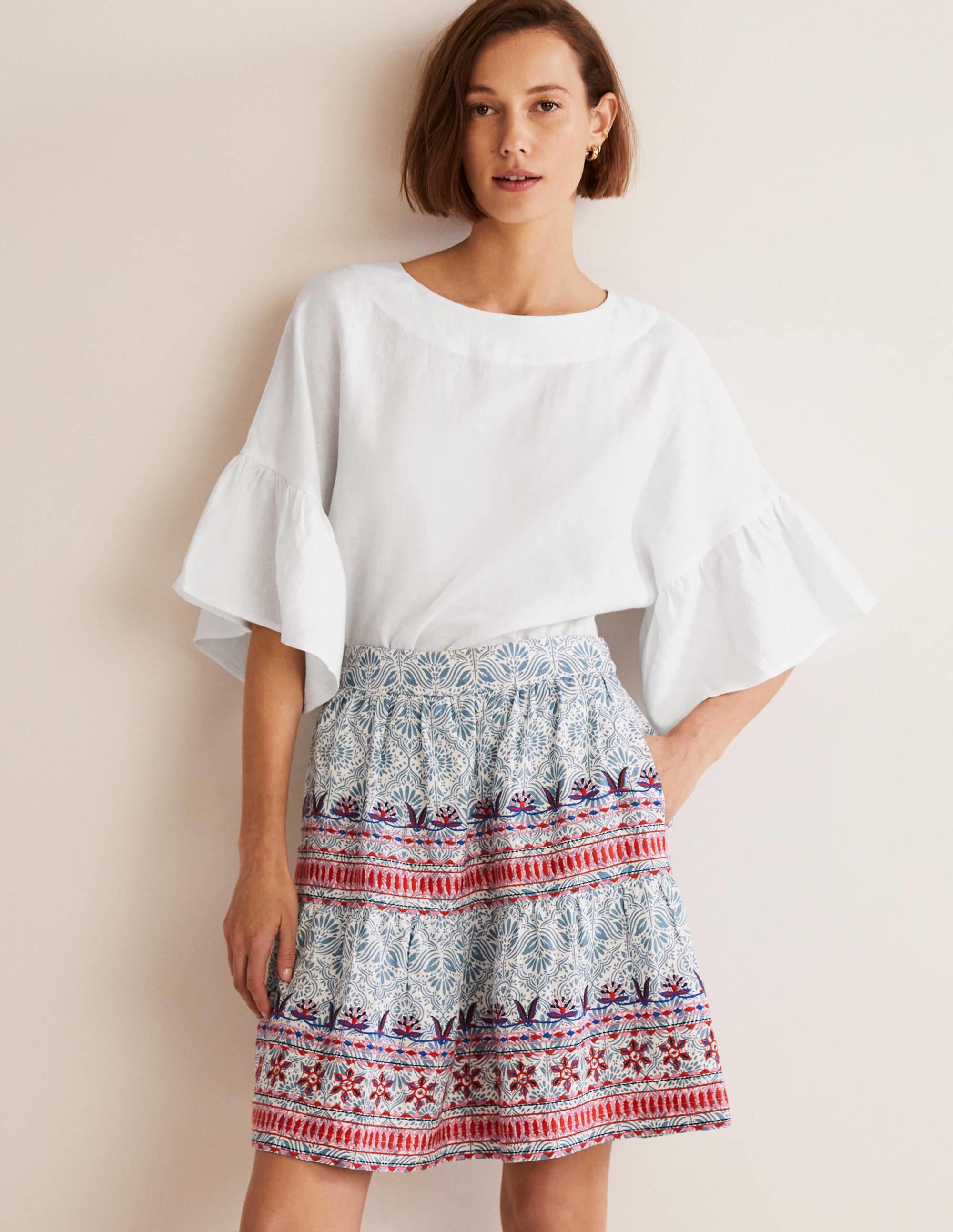  Frilly Full Sleeve Linen Top-White、mySite、ashleygrahame
