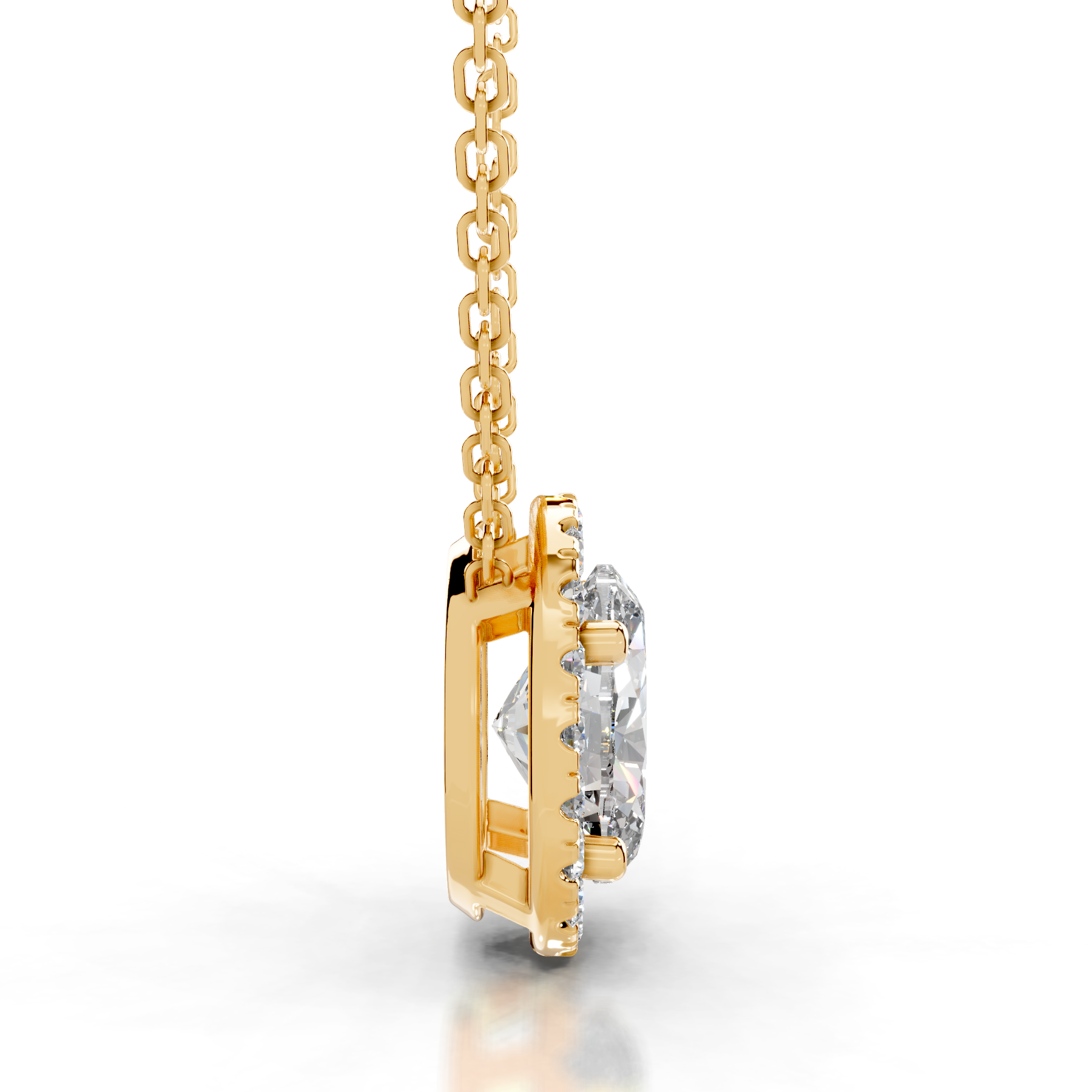 Petit Manon Lab Grown Diamond Halo Pendant -18K Yellow Gold、mySite、hinf8tx79