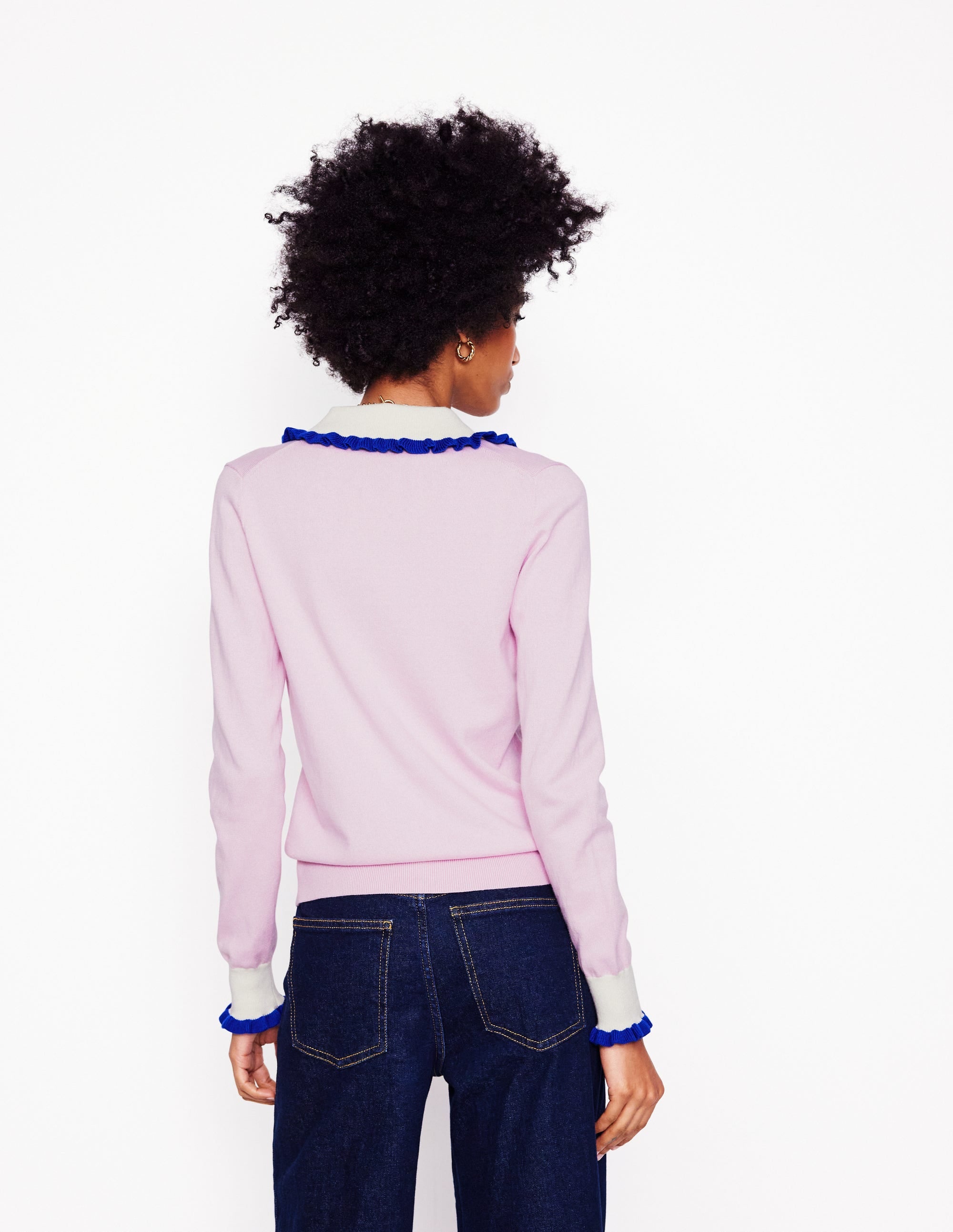  Frilled Cotton Blend Cardigan-Soft Lavender Pink、mySite、ashleygrahame
