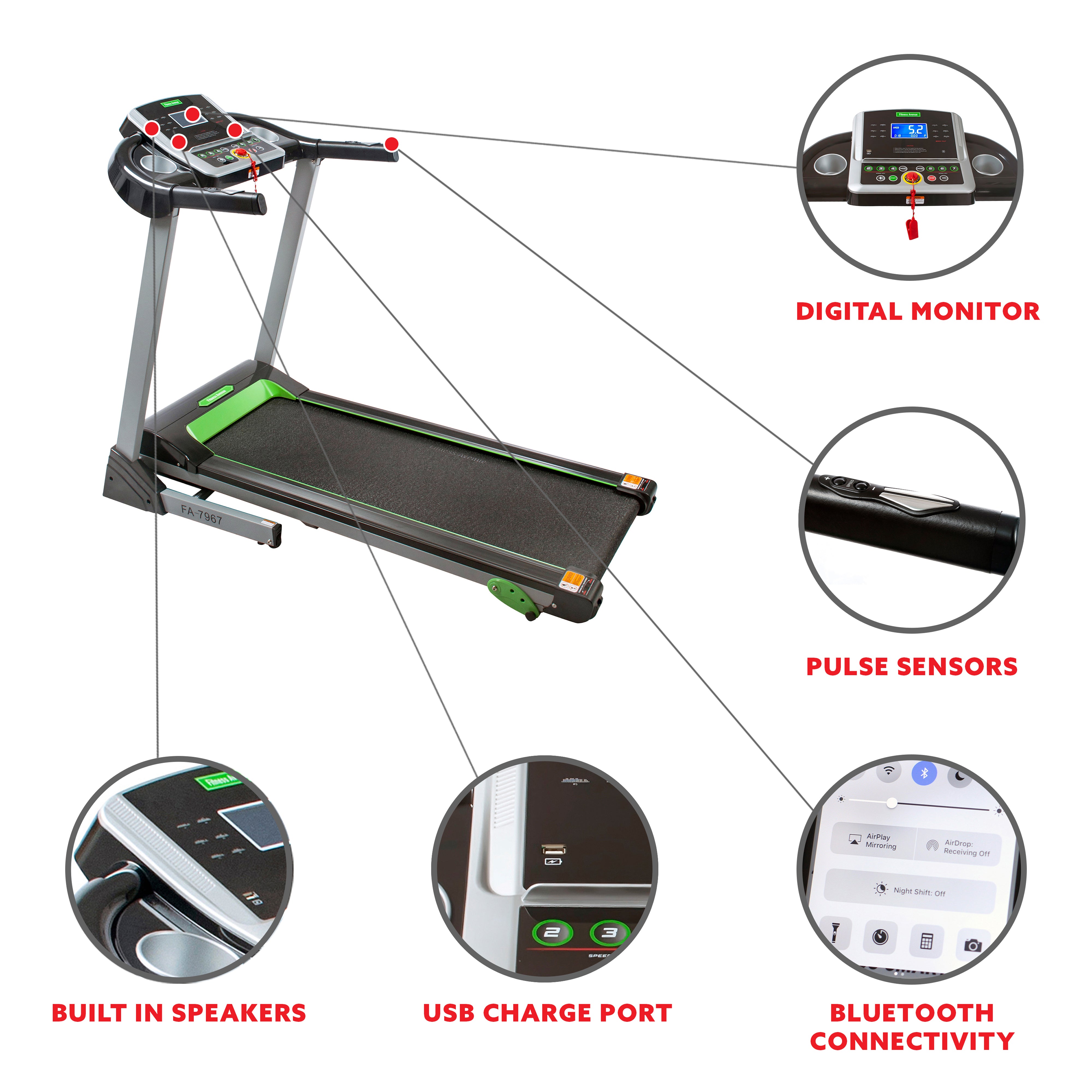  Fitness Avenue Manual Incline Treadmill with Bluetooth, Speakers、mySite、ghnorth