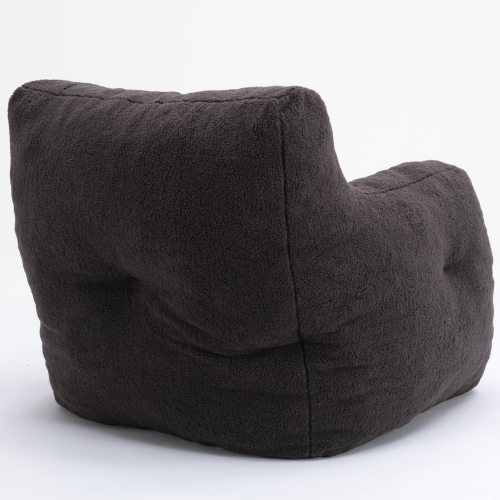 010-Soft Teddy Fabric Tufted Foam Bean Bag Chair With Teddy Fabric Dark Gray、、casual