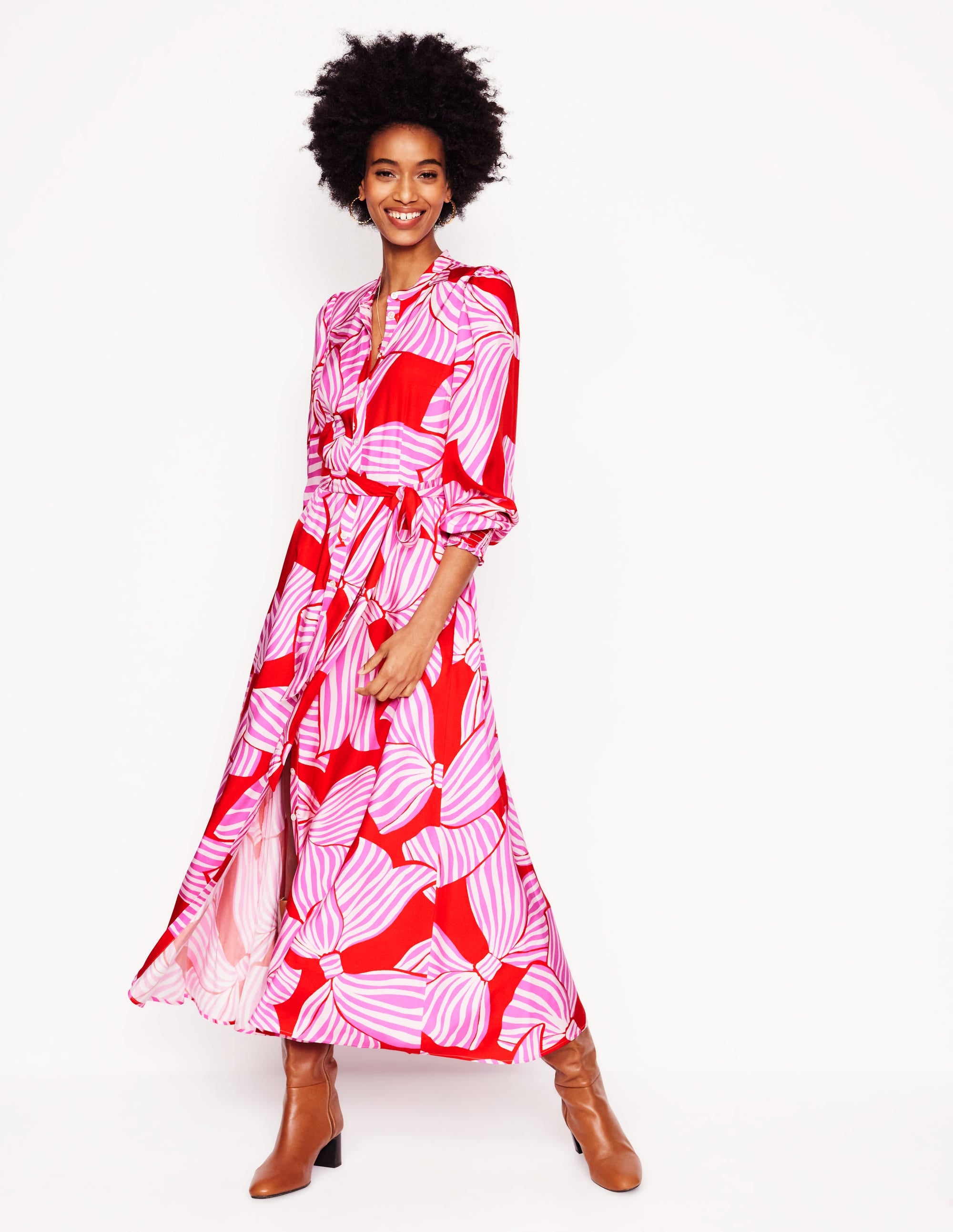  Ruby Collarless Shirt Dress-Rouge, Bow Scatter、mySite、ashleygrahame