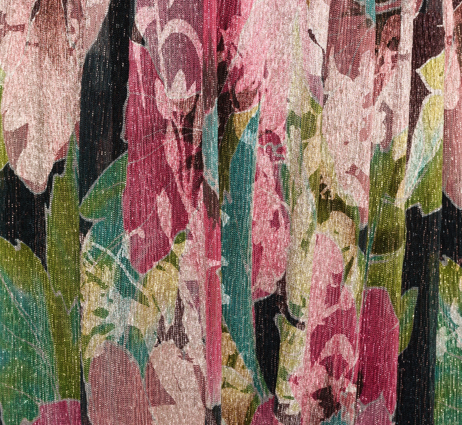 Plus Size Flutter Sleeve Metallic Floral Gown In Navy Pink Multi、mySite、solidvoid