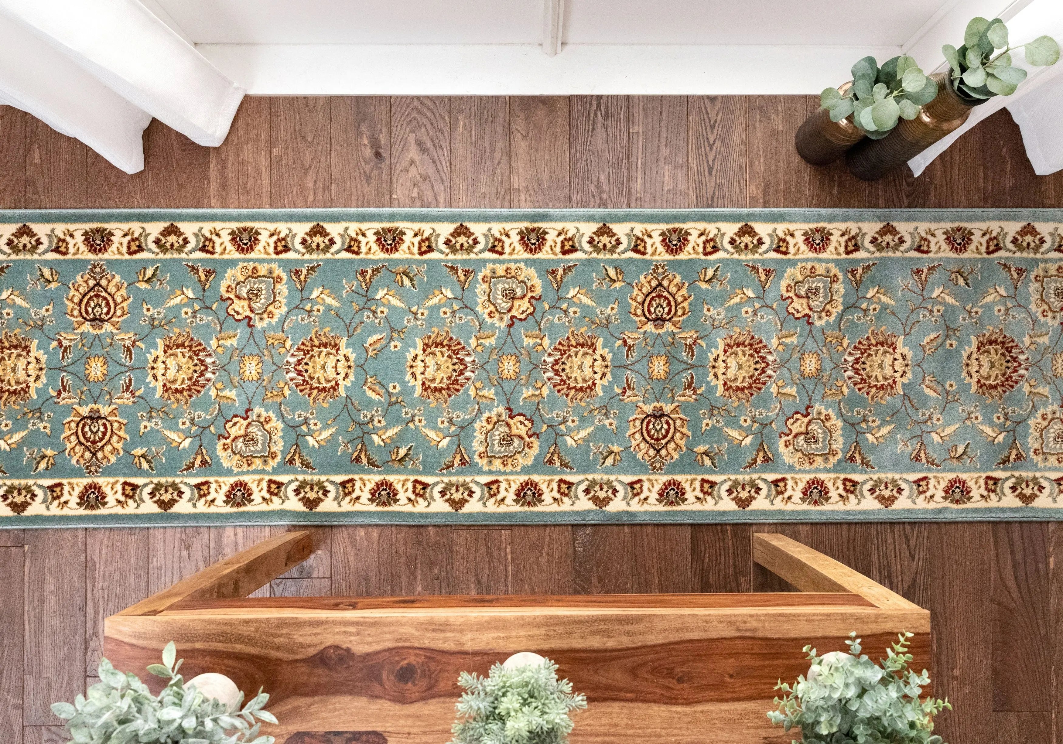 Abbasi Custom Size Runner Traditional Light Blue Choose Your Width x Choose Your Length Hallway Runner Rug、mySite、gigharbornorthrealestate