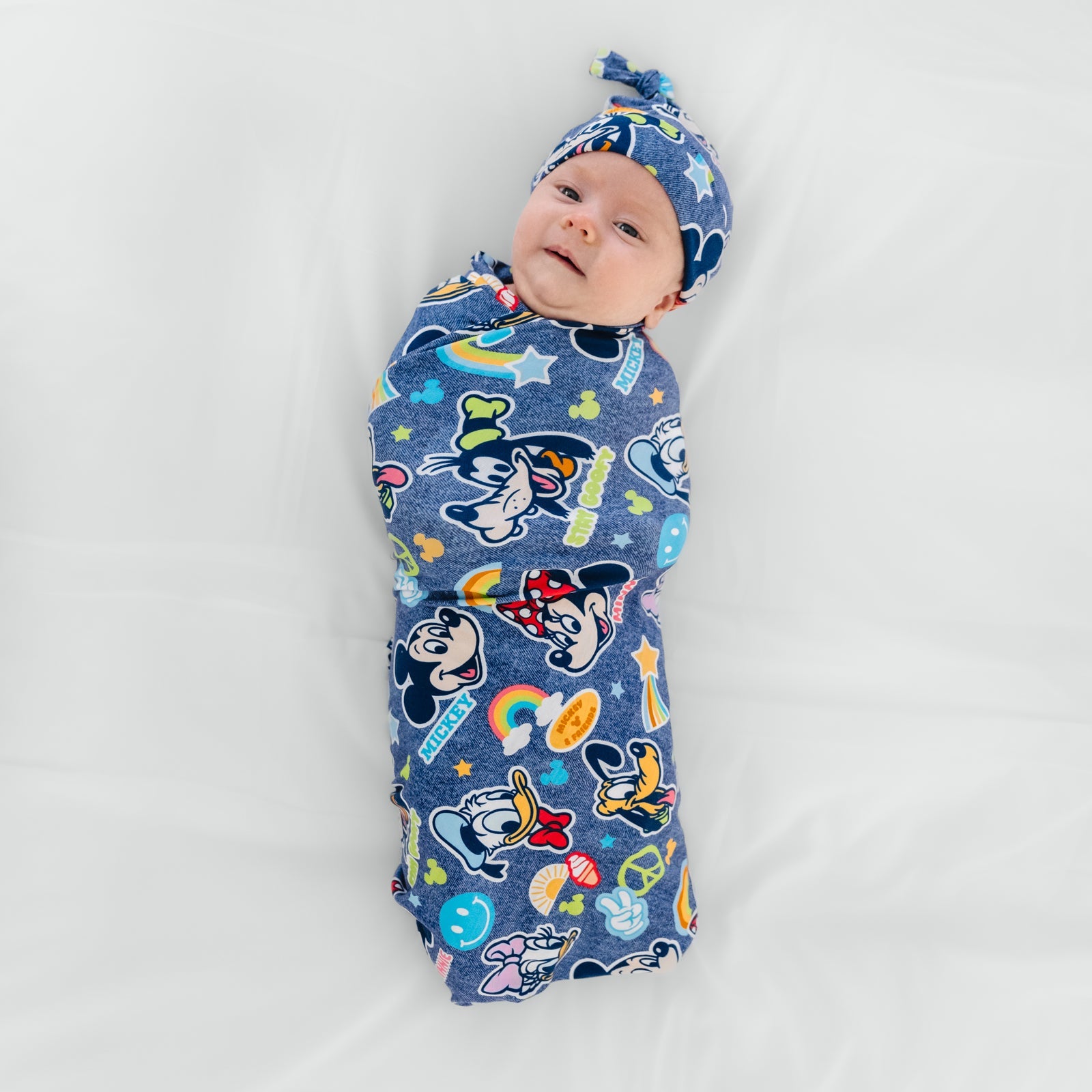 Navy Disney Mickey's Clubhouse Swaddle & Hat Set、mySite、g9winljtr