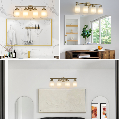 39" Modern 6-Light Vanity Bathroom Mirror Light, Frosted White Glass with Black Iron Frame, Contemporary Wall Sconce for Bedroom, Bathroom, and Dressing Room (No Bulbs)、、eastwooduniform