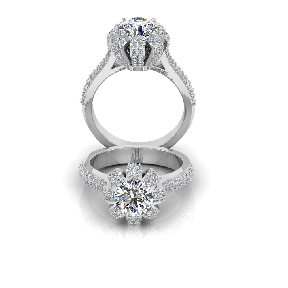 Crown Set Split Shank Moissanite Engagement Ring、mySite、hinf8tx79