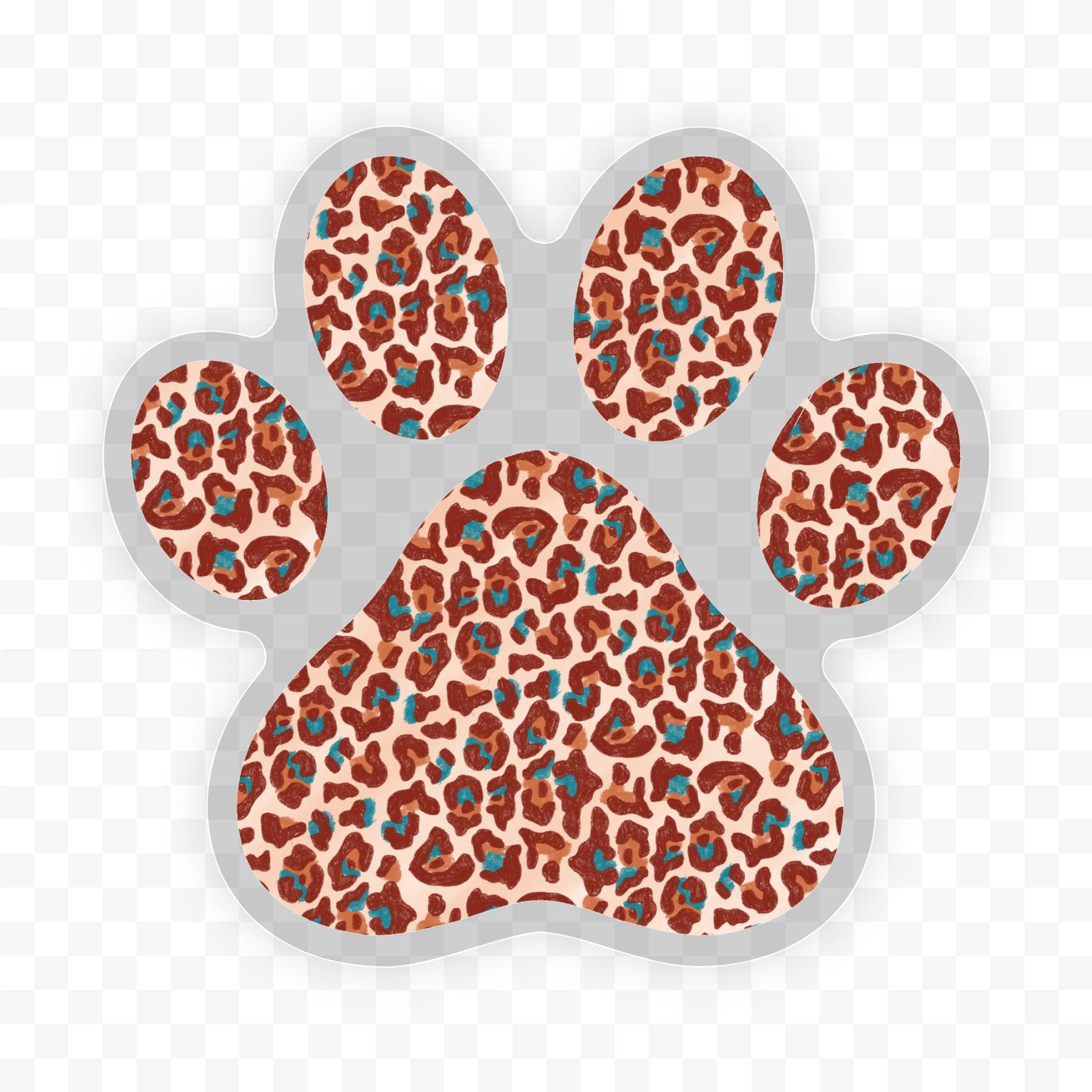  Cheetah Pattern Paw Print Clear Sticker、mySite、ghnorth