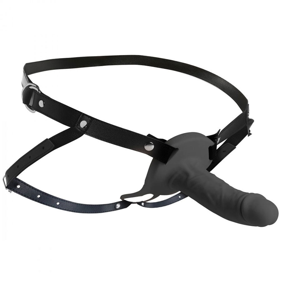 6.3 Inch Realistic Black Silicone Hollow Strap On for Men、mySite、bottomscart