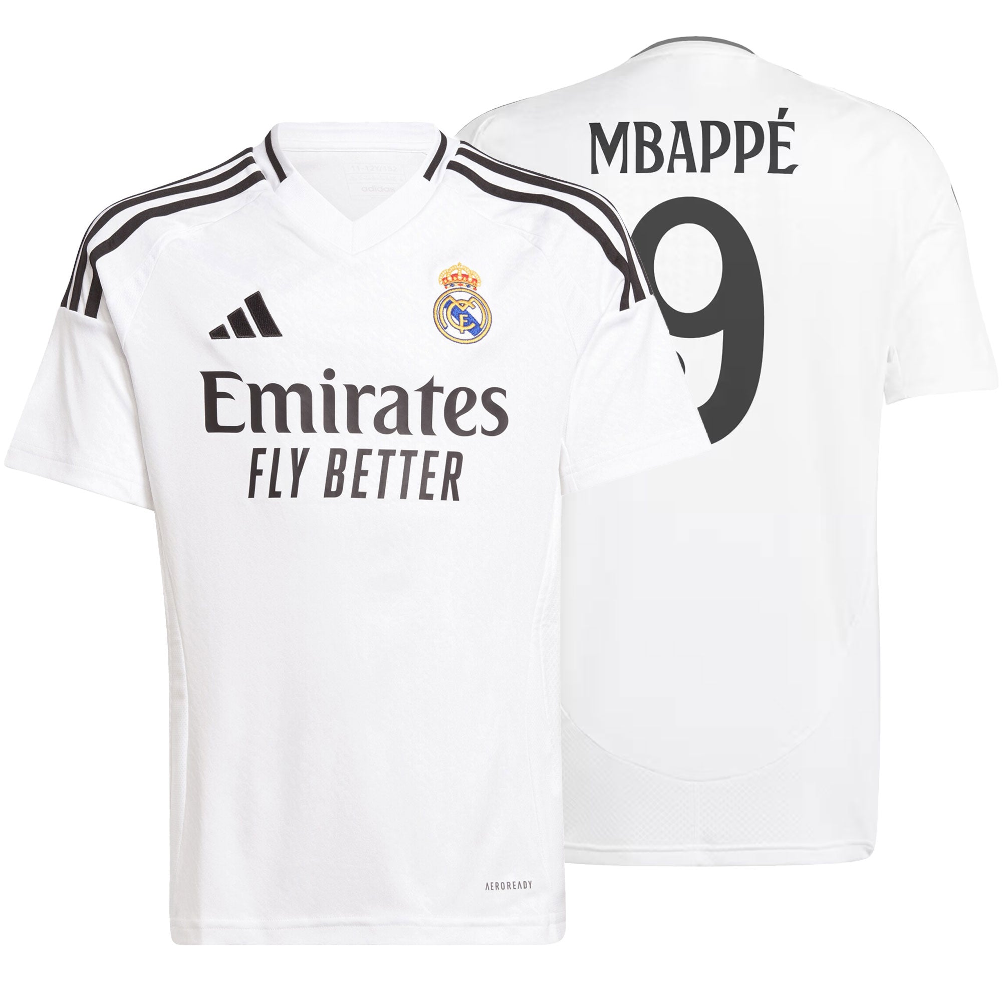 adidas Kids Real Madrid 2024/25 Home Jersey w/ Mbappe #9 Printing、mySite、bottomscart