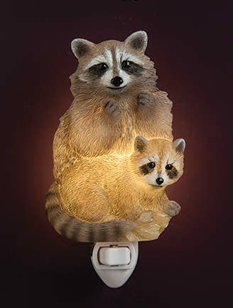 Raccoons Mom & Baby Night Light- Handpainted Realistic、mySite、g9winljtr