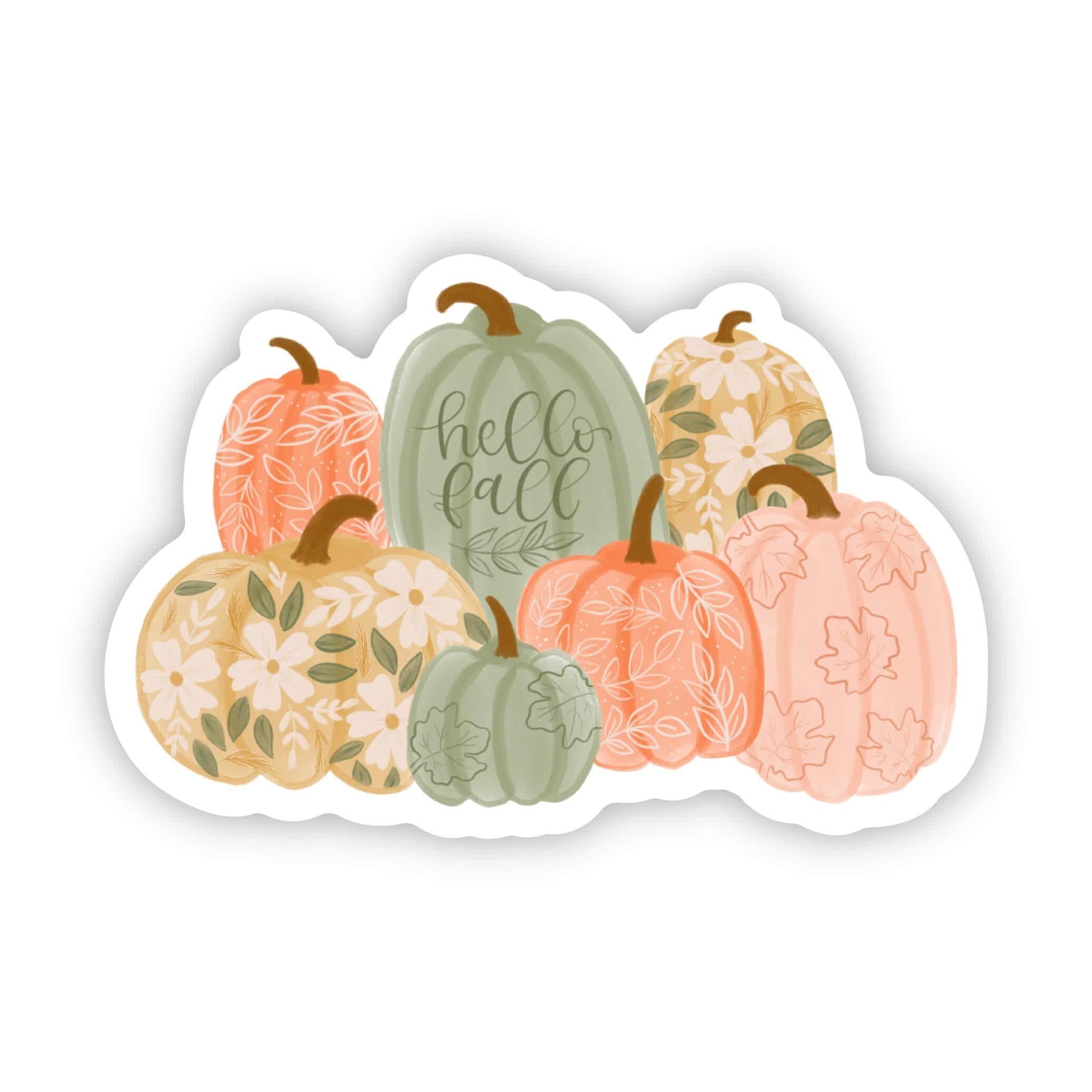  Hello Fall Floral Pumpkin Sticker、mySite、ghnorth