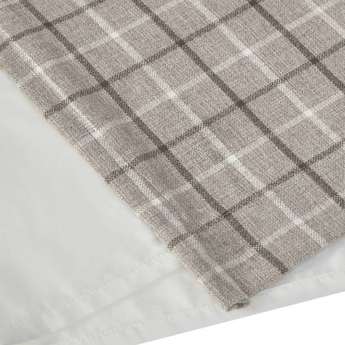 Plaid Rod Pocket and Back Tab Curtain Panel with Fleece Lining Brown 50x84"、、eastwooduniform