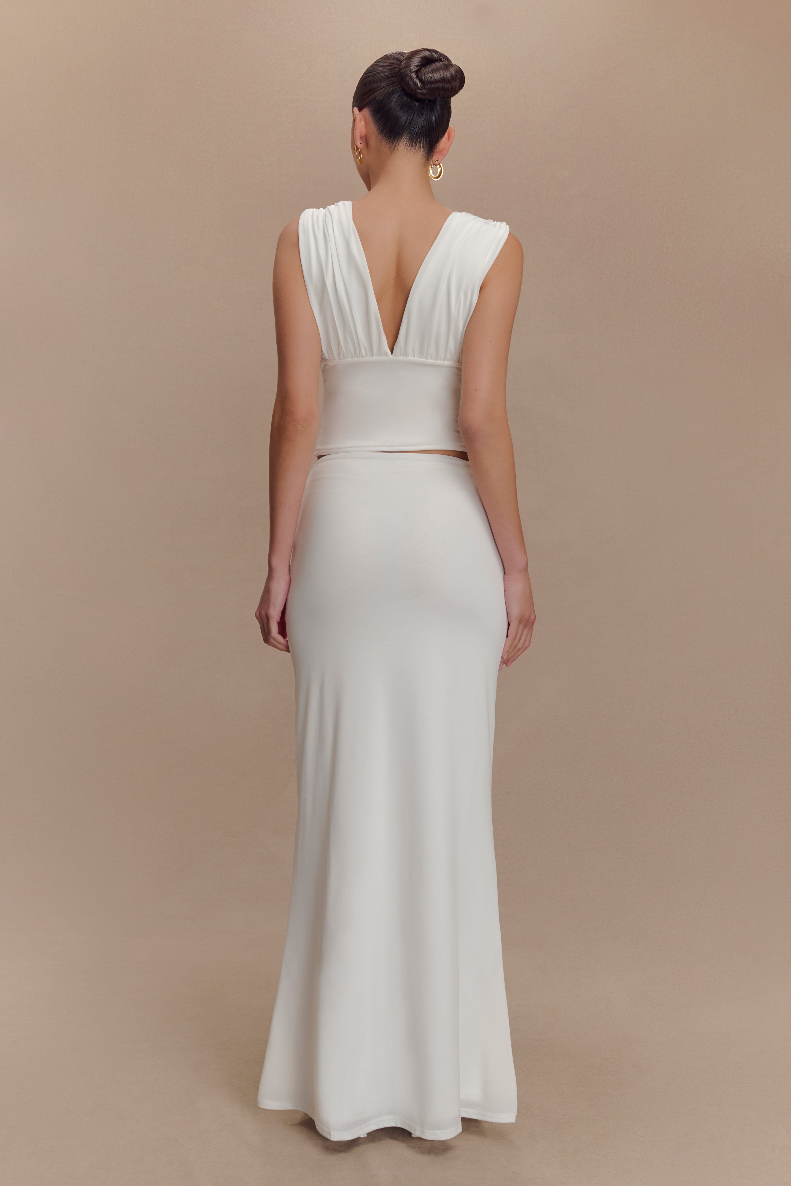 Kerrigan Slinky Ruched Sleeveless Top - White、mySite、solidvoid