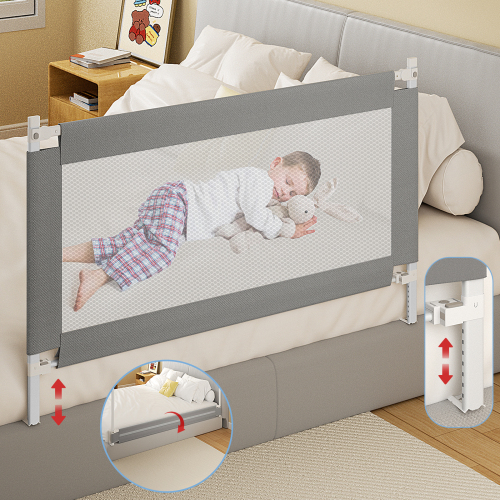 Bed Rail for Toddlers, Detachable Baby Bed Rail Guard, Suitable for Queen, Full, Bed Rails for Toddlers and Baby(Grey, 78.7", 2 Side)、、casual