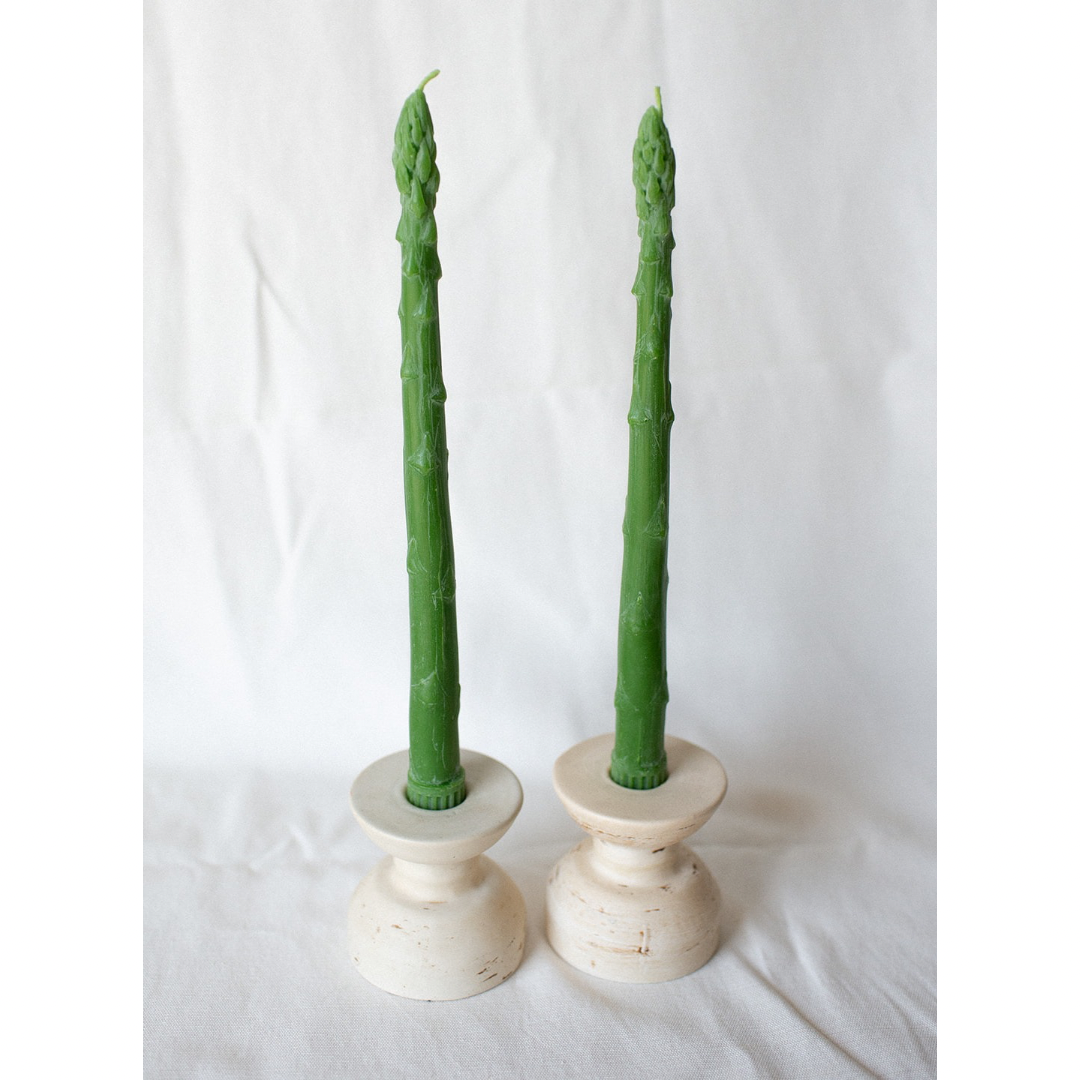 Happy Organics - Beeswax Asparagus Candle Taper Pair (2)、mySite、garagedoors4me