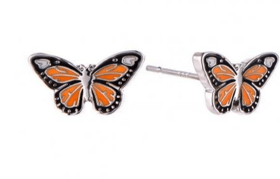 Monarch Butterfly Stud Earrings Sterling SIlver、mySite、g9winljtr