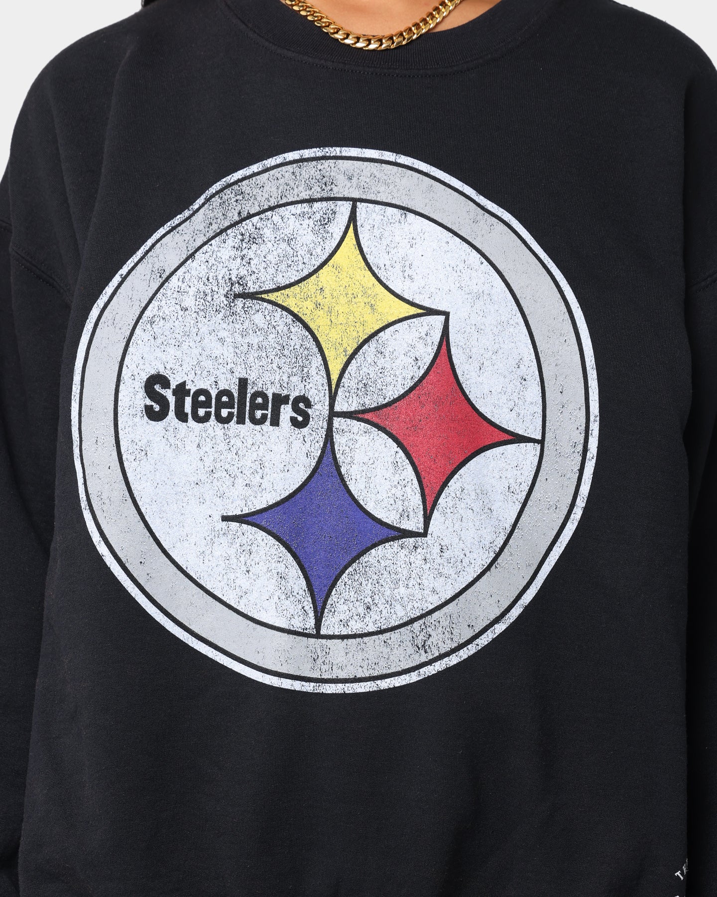 Mitchell and Ness Oversized Extra Large Print Steelers Crewneck Vintage Black、mySite、zt4zffjzw