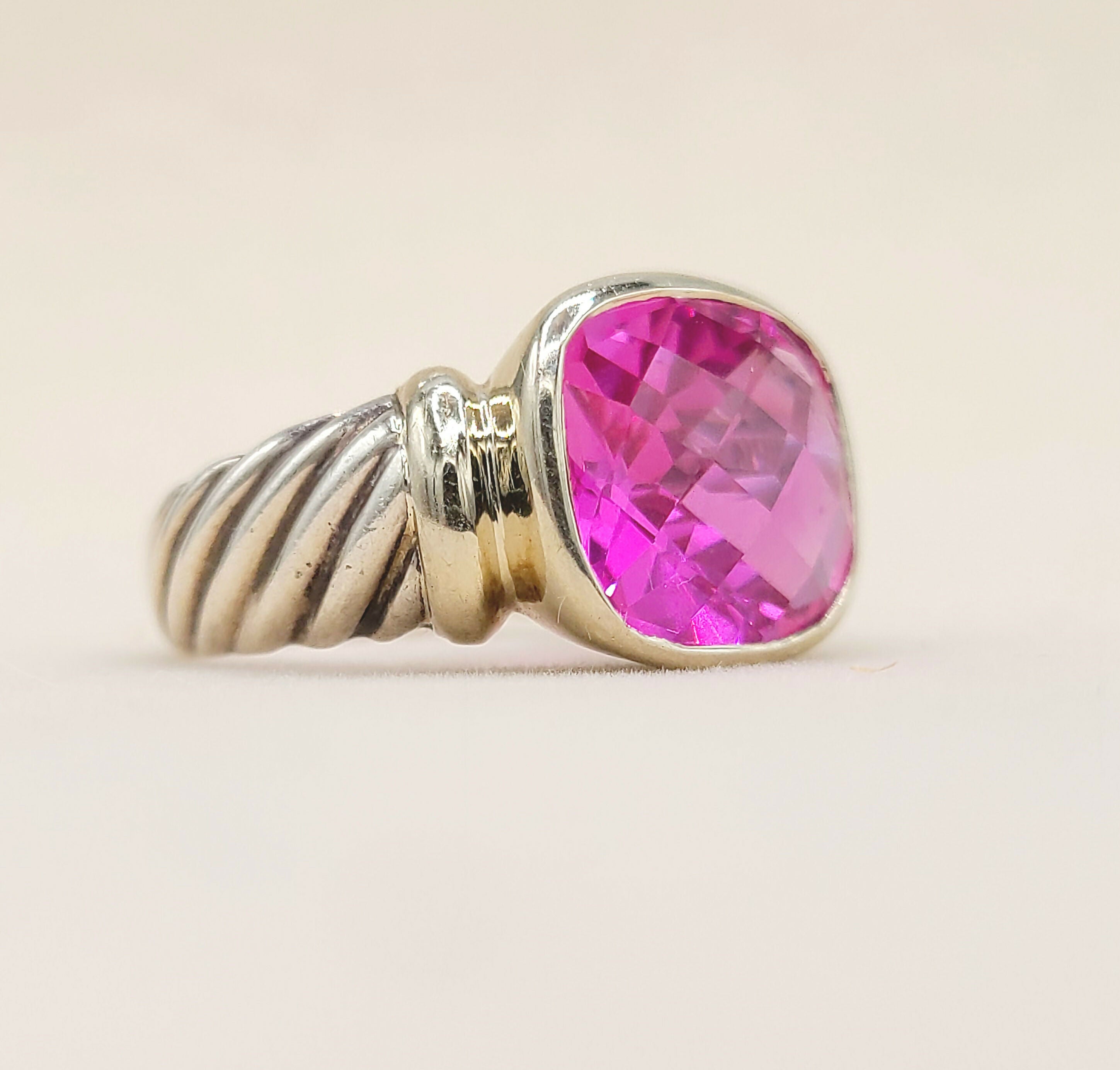 David Yurman Noblesse Ring Pink Tourmaline Silver & 14K Gold、mySite、hinf8tx79