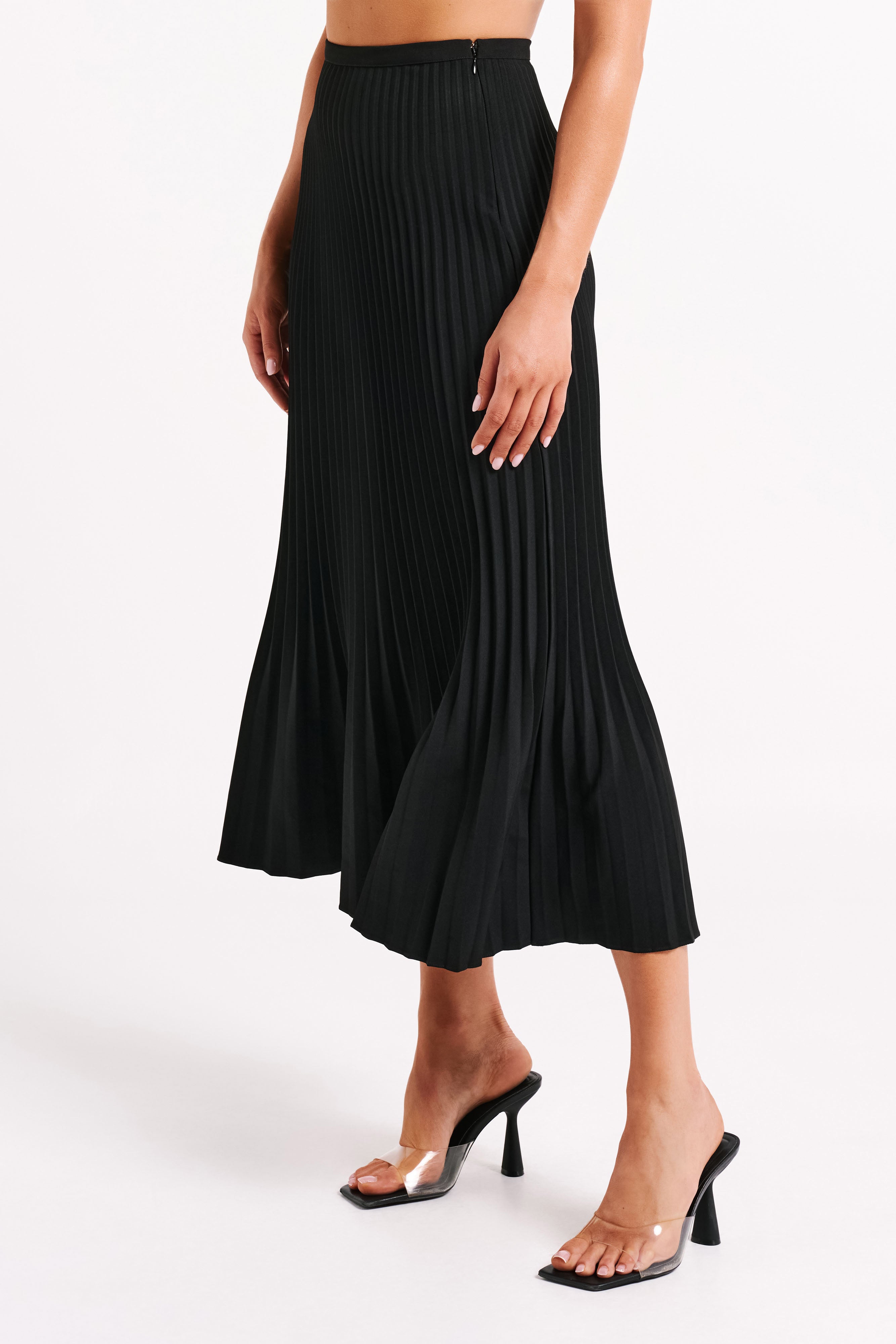 Twyla Pleated Suiting Maxi Skirt - Black、mySite、solidvoid