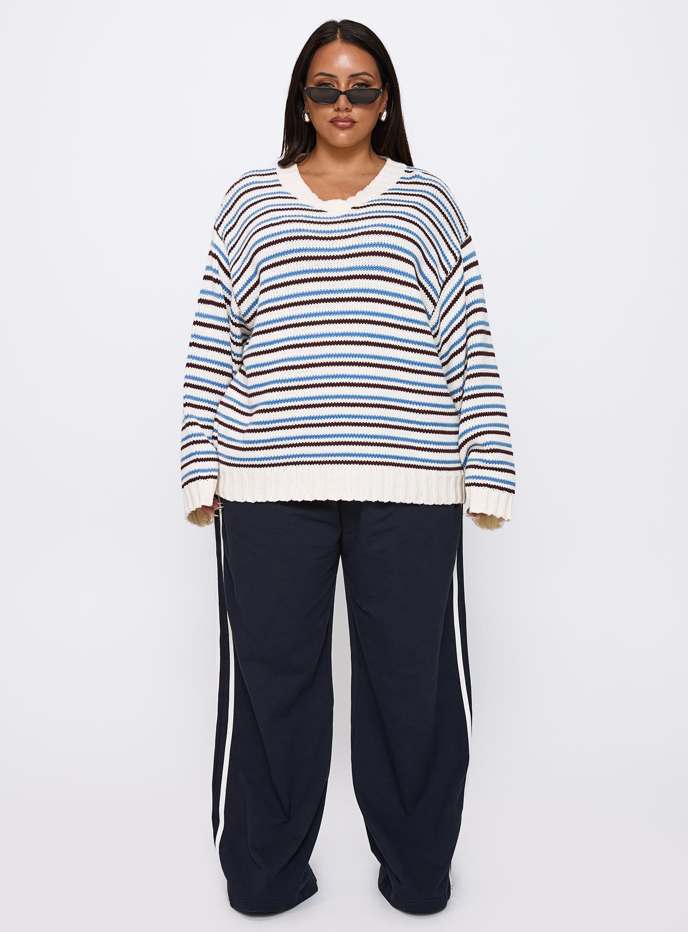 Karolyn Sweater Blue Stripe Curve、mySite、solidvoid