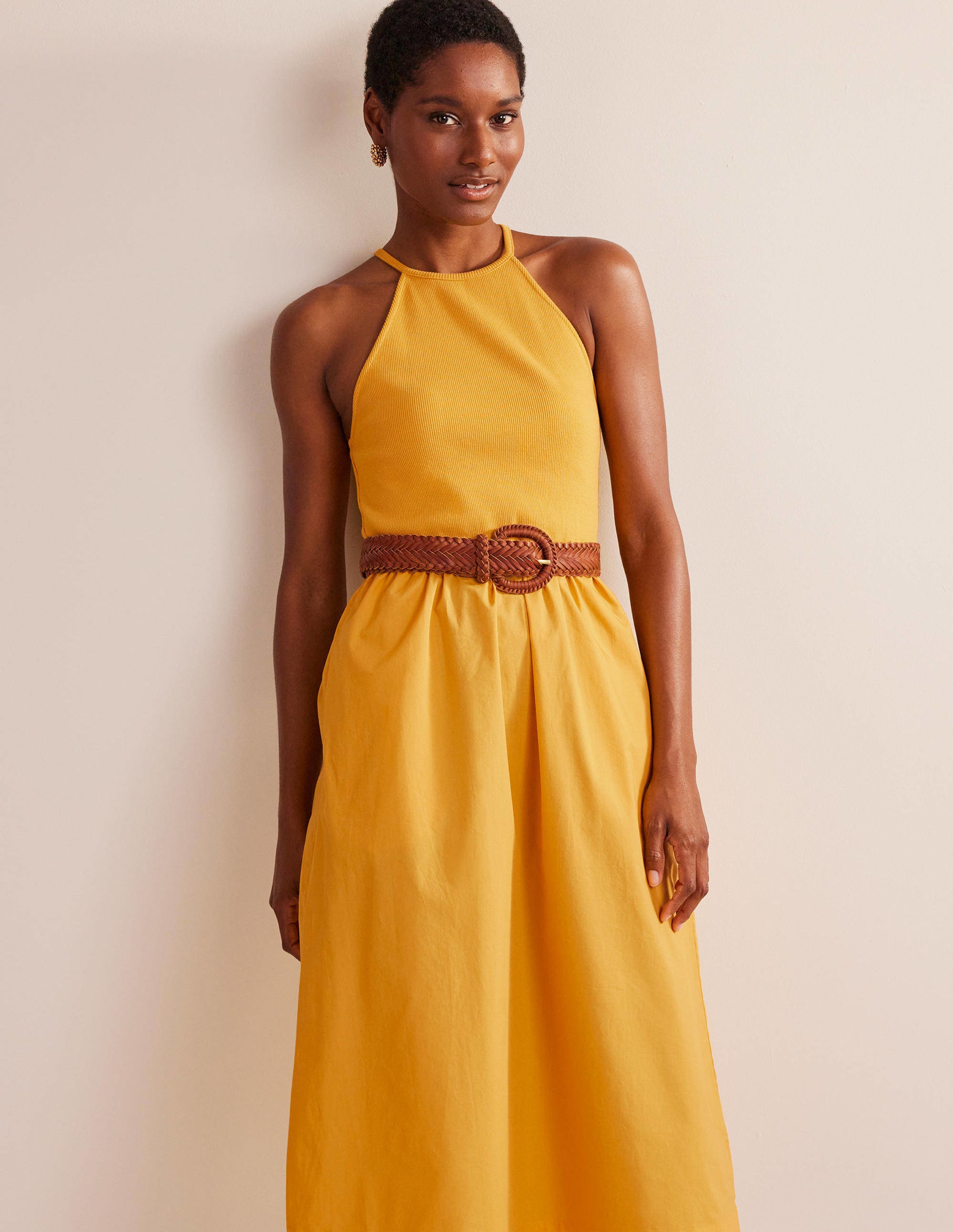  Ribbed Halterneck Midi Dress-French Marigold、mySite、ashleygrahame