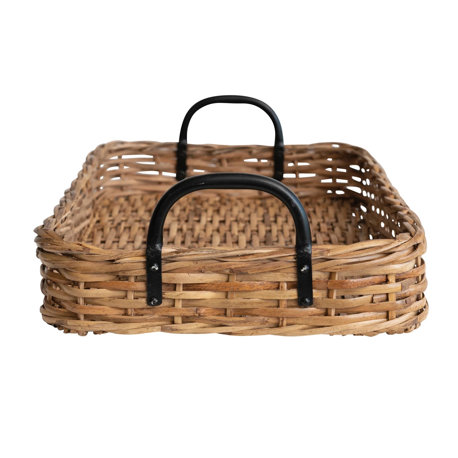  Decorative Hand-Woven Rattan Tray with Metal Handles、mySite、elrpsem3k
