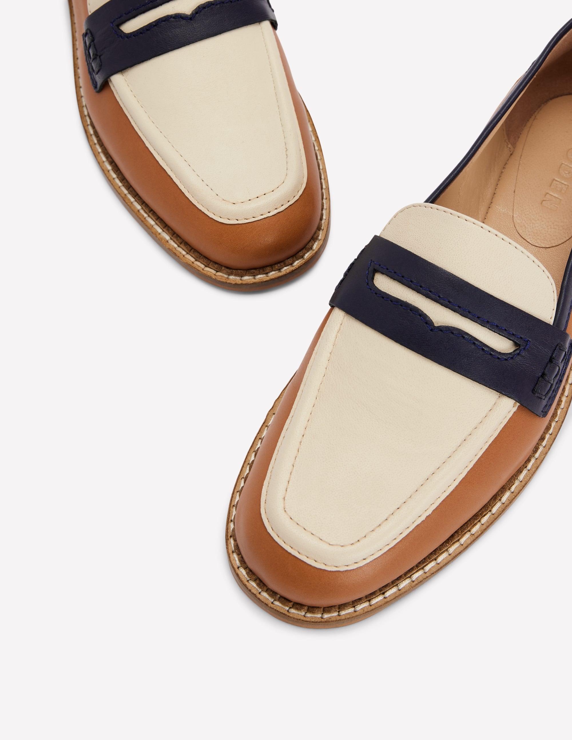  Nya Structured Penny Loafer-Tan Colourblock、mySite、ashleygrahame