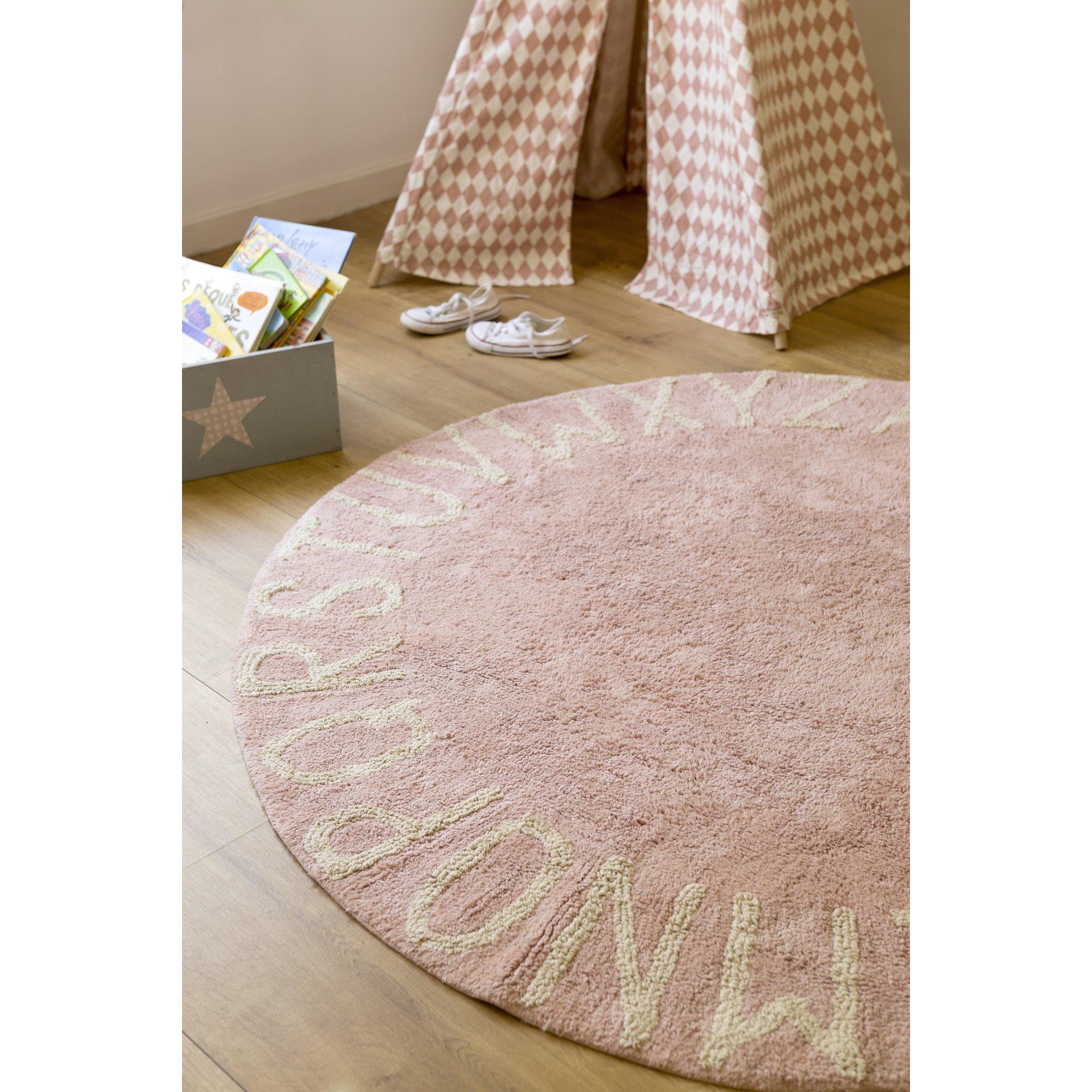 Round ABC Vintage Nude Natural Machine Washable Kids Area Rug、mySite、gigharbornorthrealestate