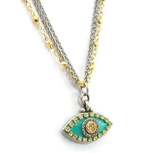 Michal Golan Crystal Stone and Turquoise Evil Eye Pendant Necklace、mySite、topwebapps