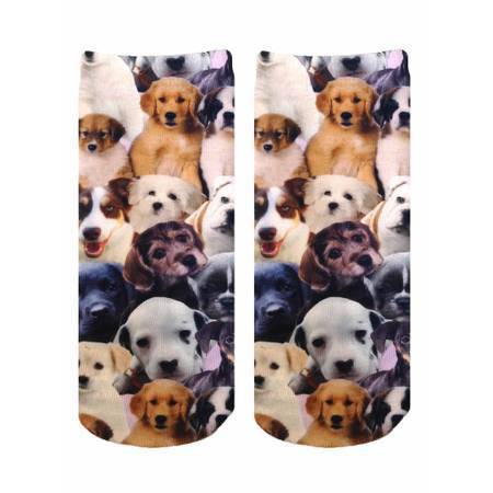 Puppies All Over Dog Faces Cute Ankle Socks *、mySite、g9winljtr