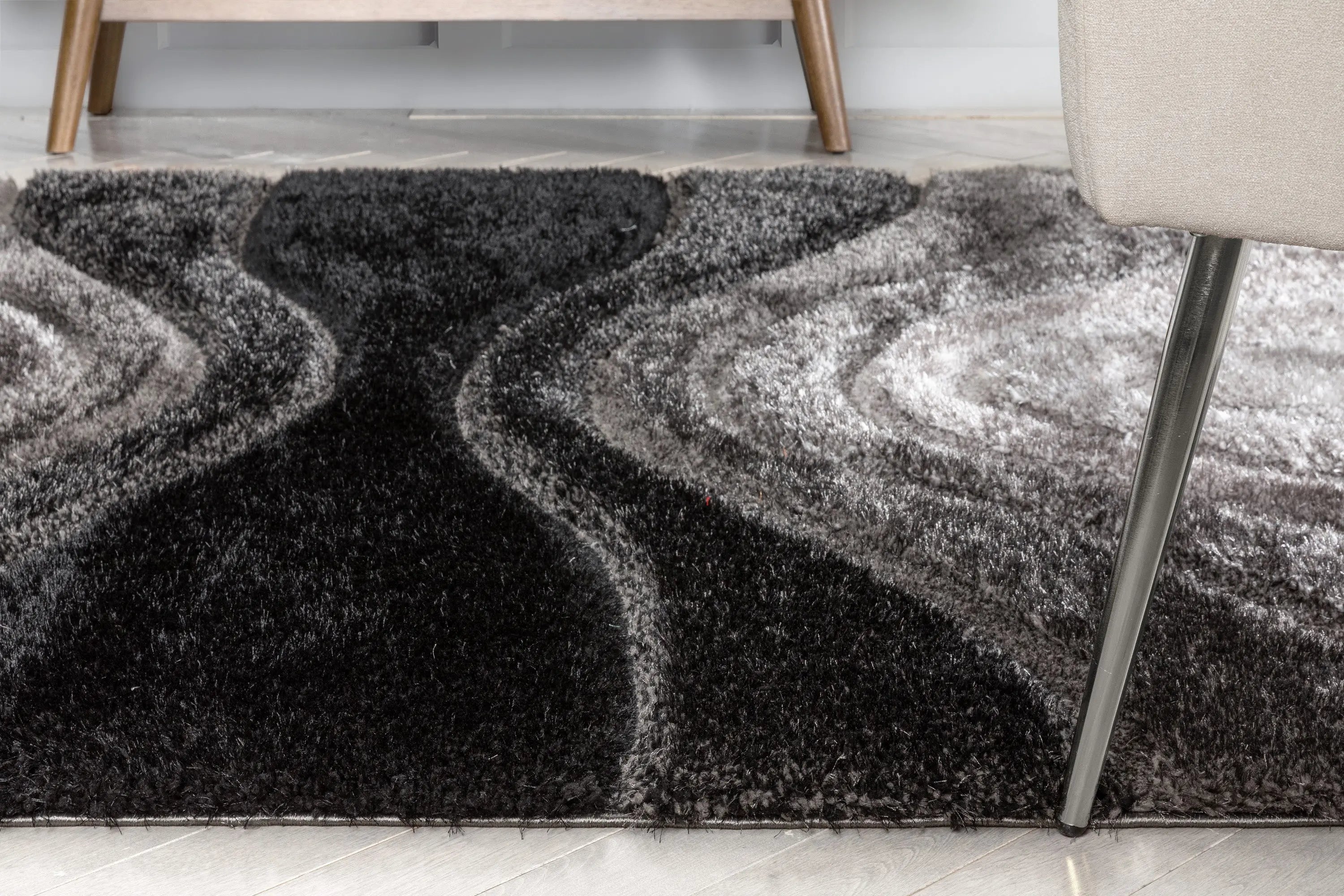 Luz Modern Geometric Black 3D Textured Thick & Soft Shag Rug、mySite、gigharbornorthrealestate