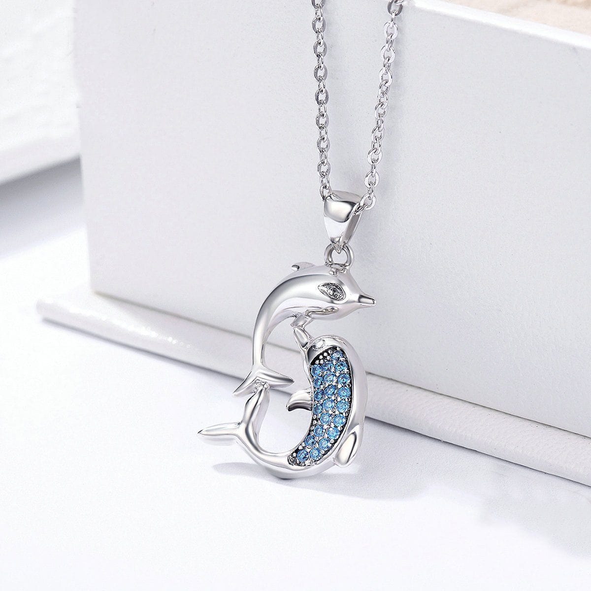 Dolphin Necklaces (4 Styles) in 925 Silver with Blue Cubic Zirconia、mySite、g9winljtr