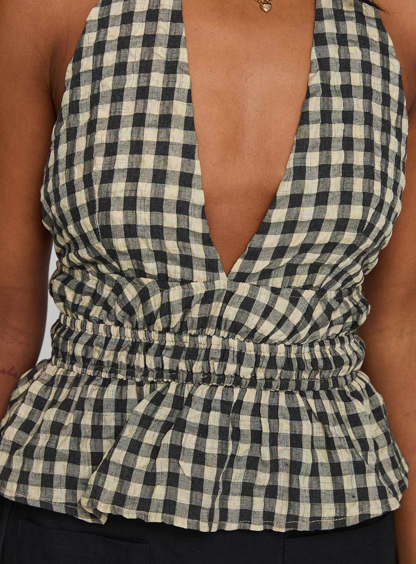 Perpetua Halter Neck Top Brown / Black Check、mySite、solidvoid