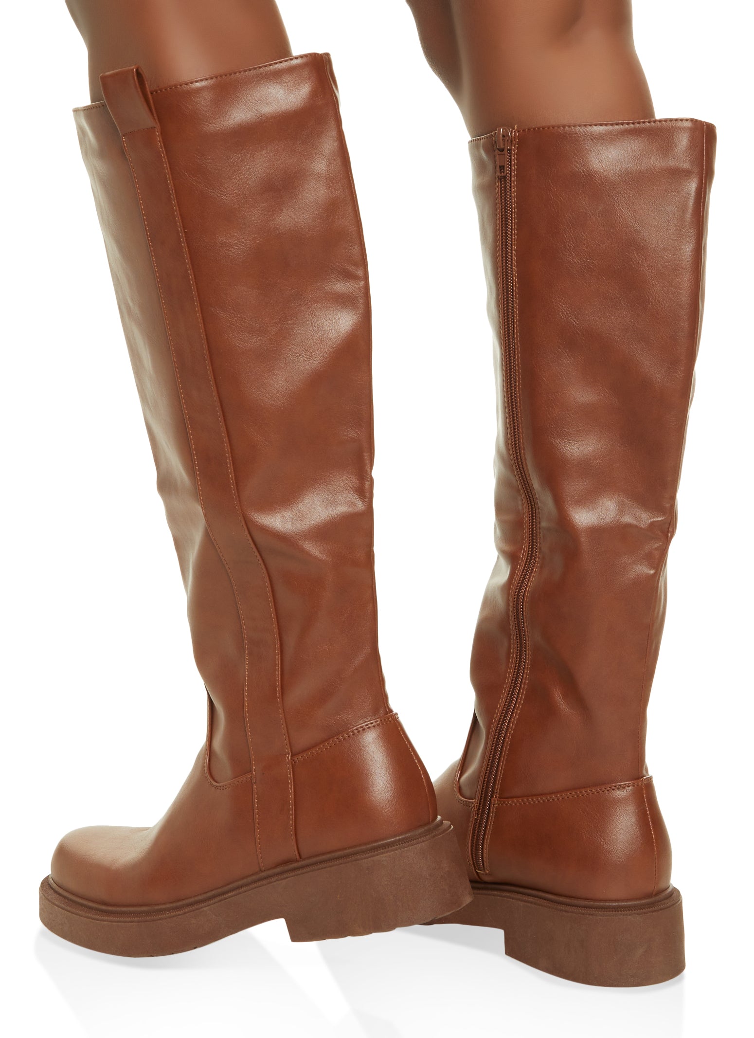 Faux Leather Zip Tall Boots、mySite、camillekostekn