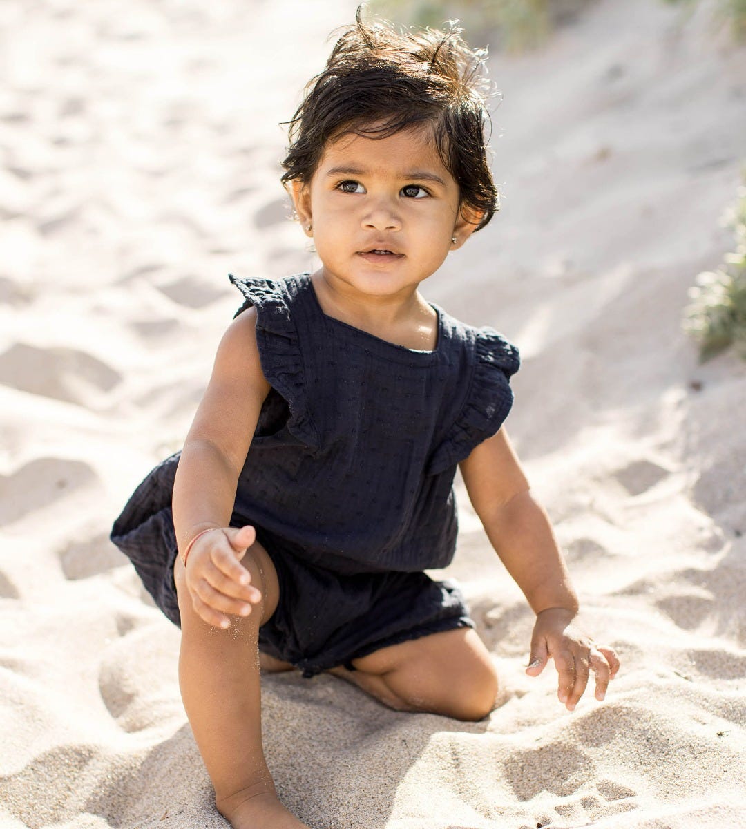 Dotted Muslin Organic Baby Girl Romper、mySite、g9winljtr