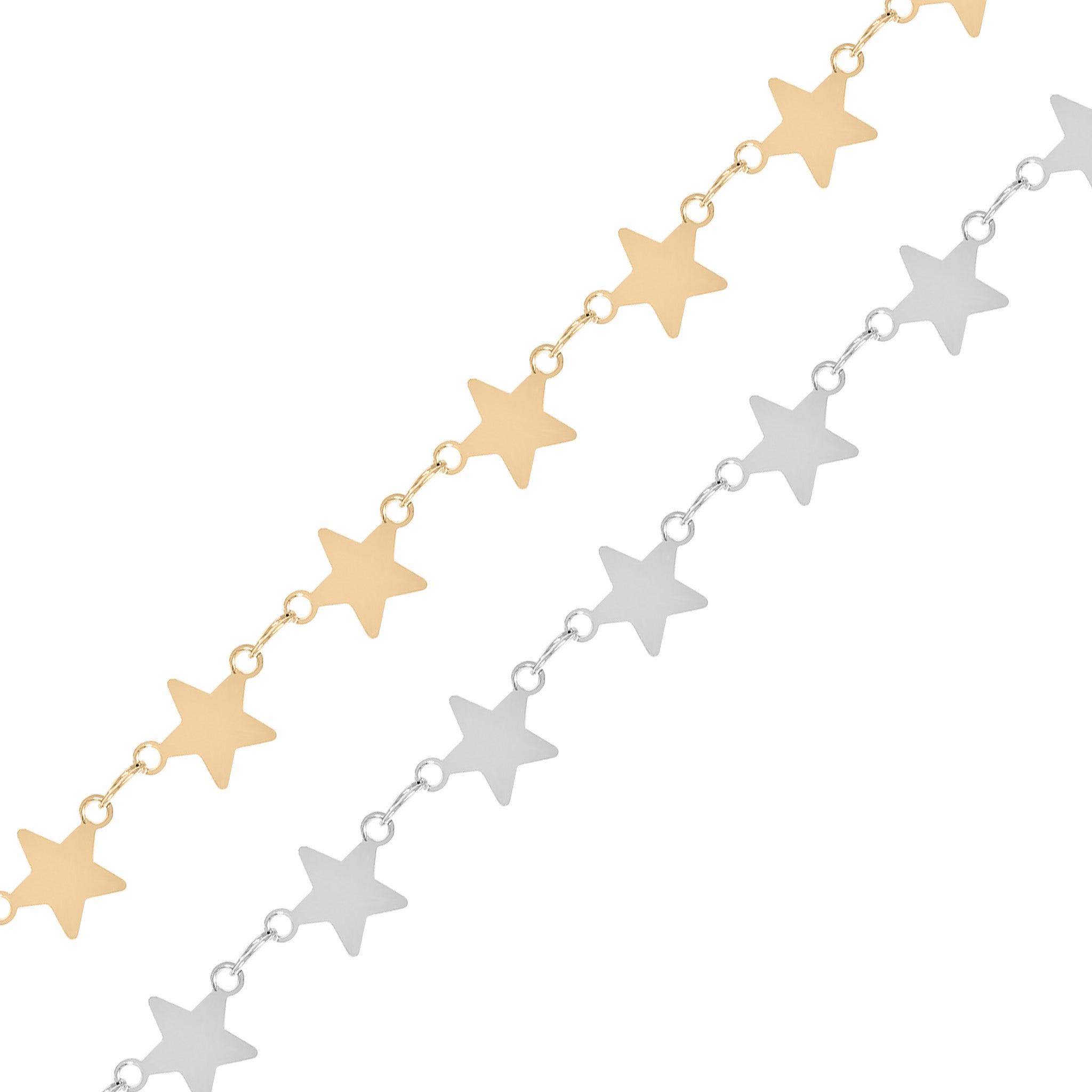 18K Gold PVD Stainless Steel Circle Link Star Chain - By The Foot / SPL1028、mySite、dreamappss