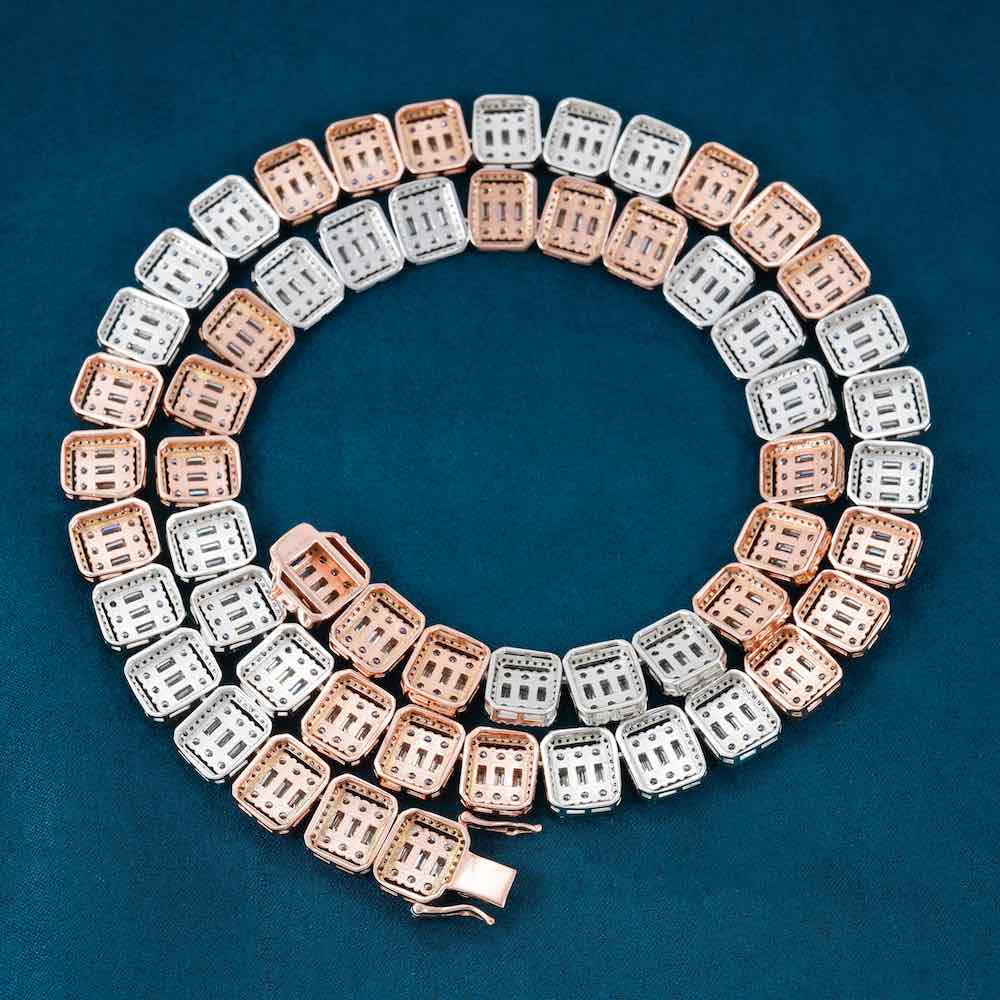 13MM Moissanite Clustered Baguette Tennis Chain 14K Gold、mySite、hinf8tx79