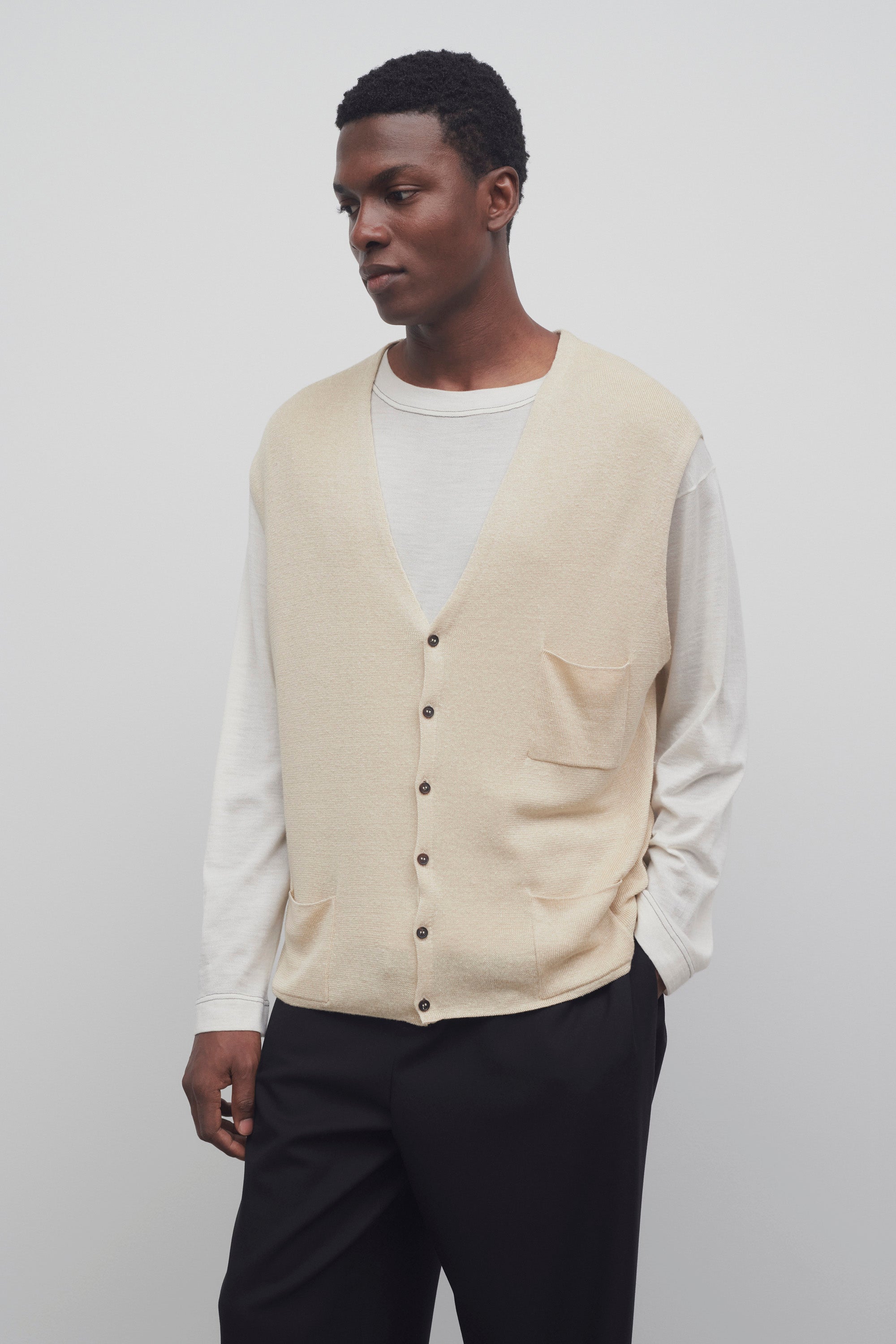 Tarik Vest in Linen and Silk、mySite、aoinhome