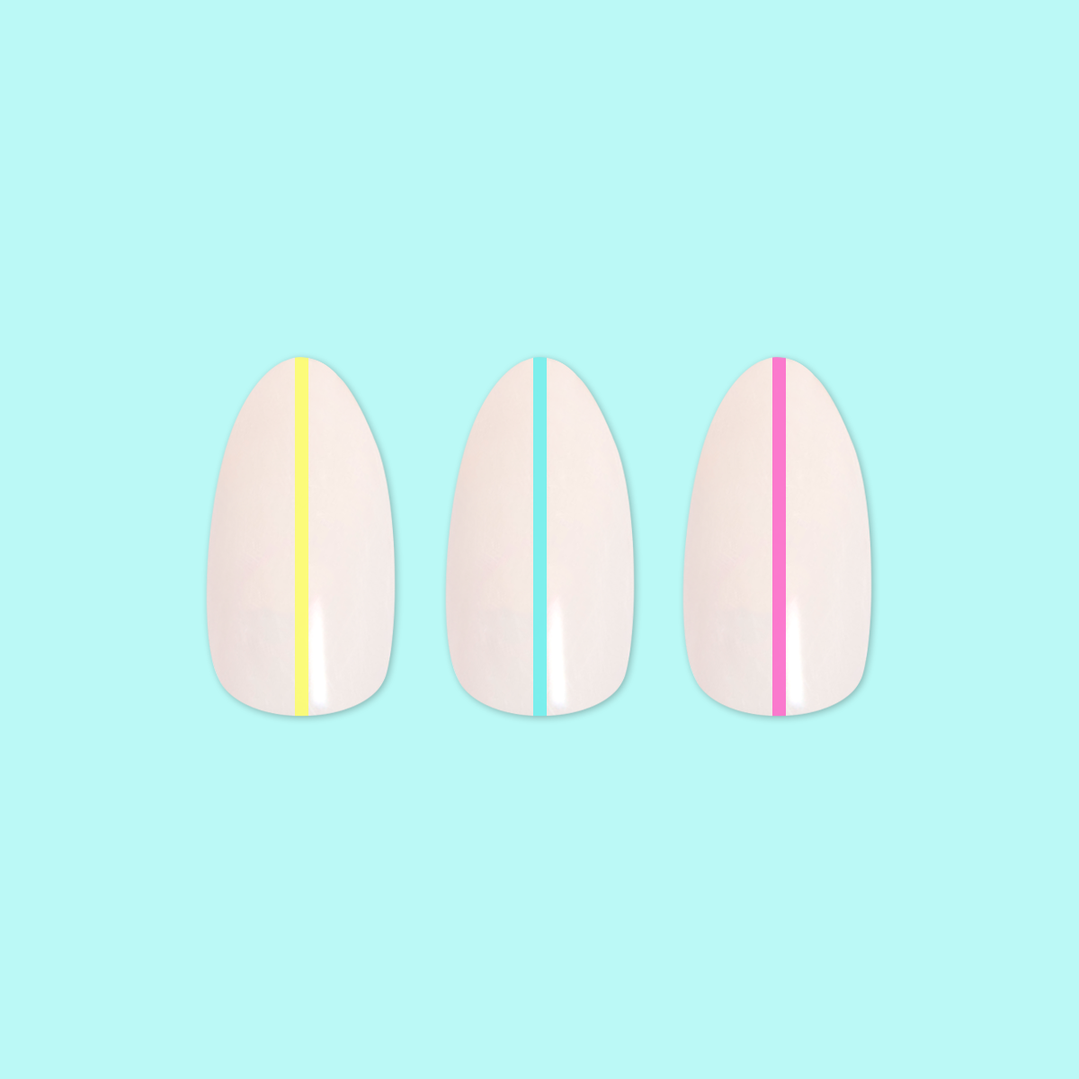 Neon Lines - Press-On | Medium | Almond - Part of Set、mySite、solidvoid