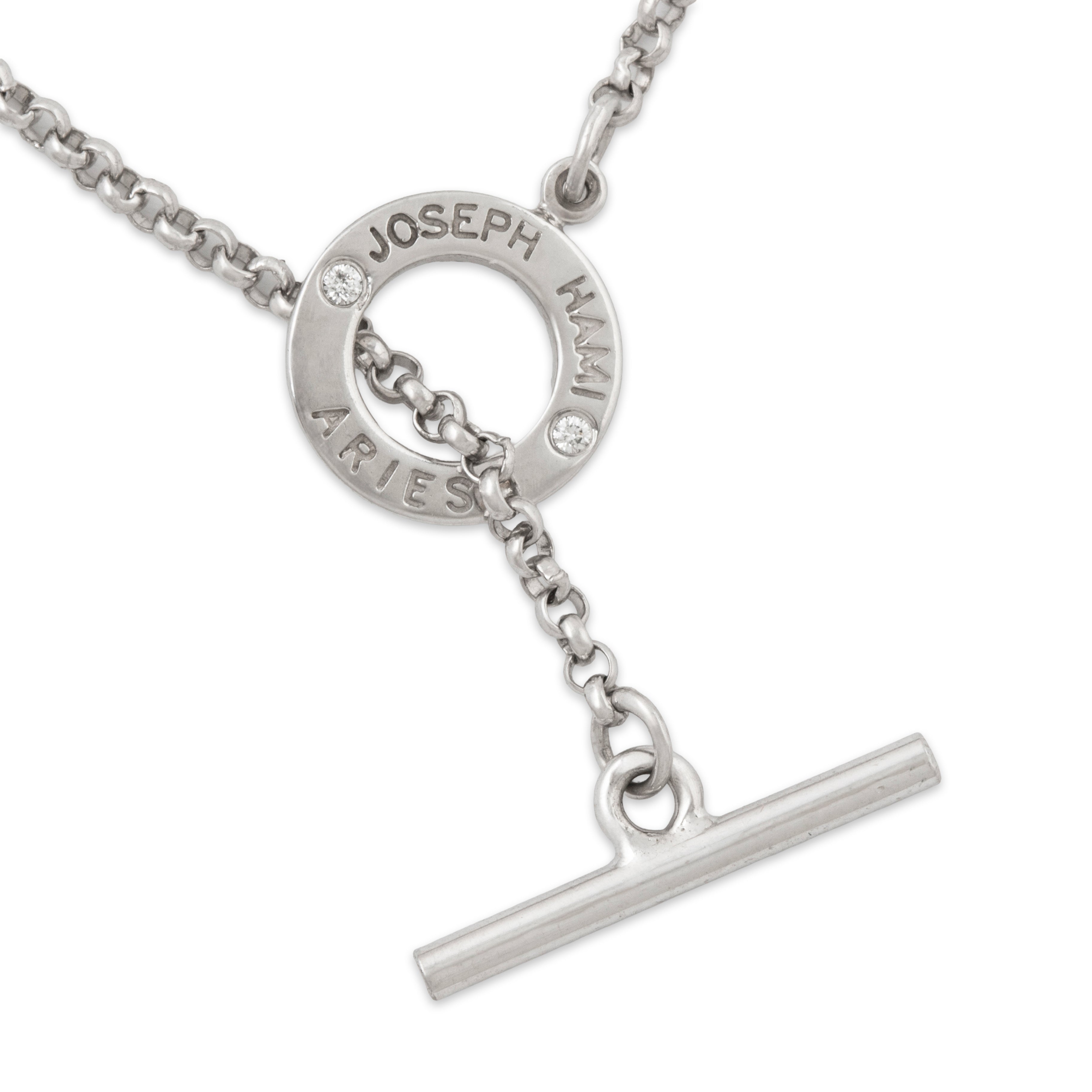 Vintage 18k White Gold Diamond Aries Zodiac Pendant Necklace 20.5、mySite、hinf8tx79