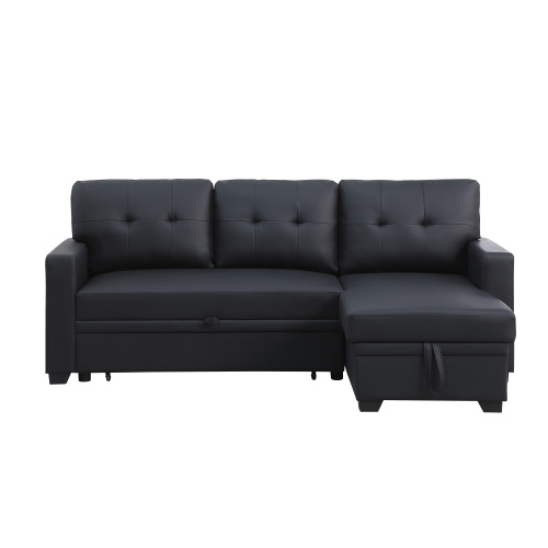 Upholstered Pull out Sectional Sofa with Chaise、、casual