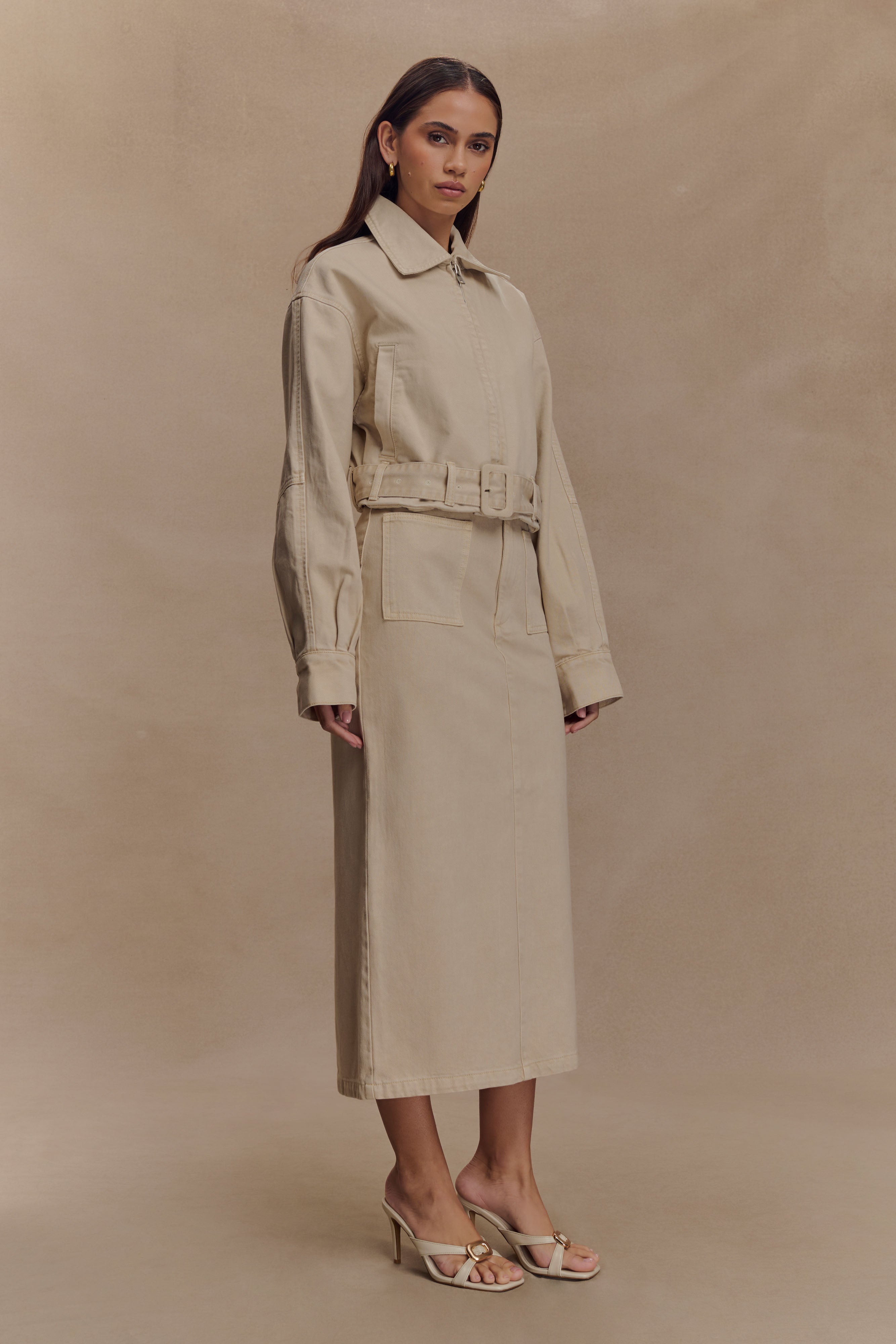 Fallon Denim Midi Skirt - Stone Wash、mySite、solidvoid