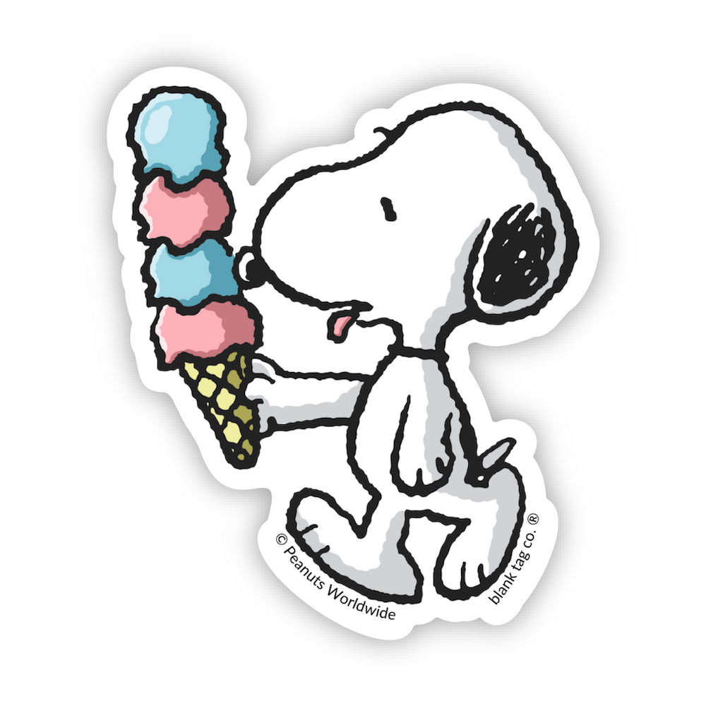  The Peanuts Snoopy Eating Ice Cream Vinyl Sticker Decal、mySite、ghnorth