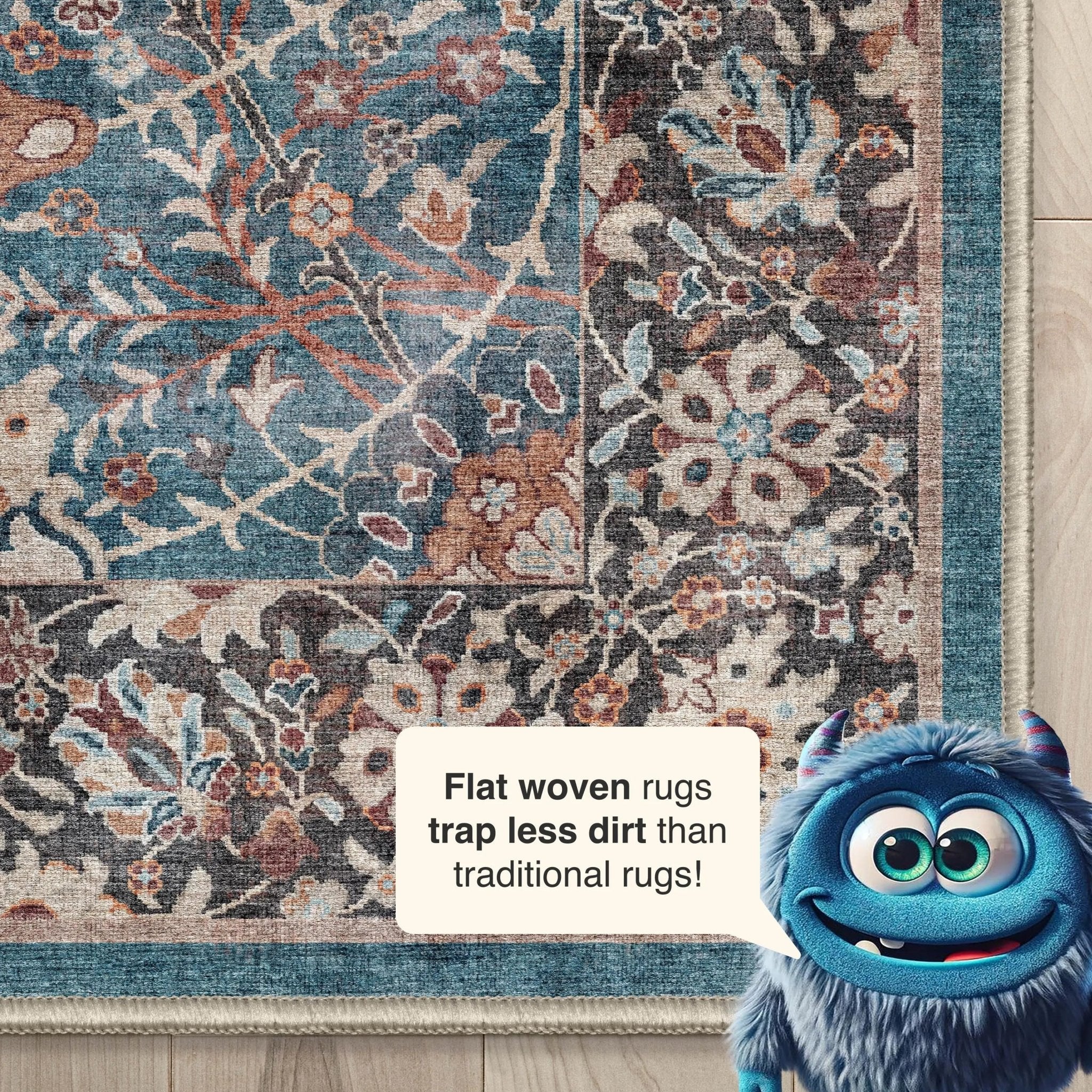 Liana Vintage Oriental Teal Flat-Weave Rug、mySite、gigharbornorthrealestate