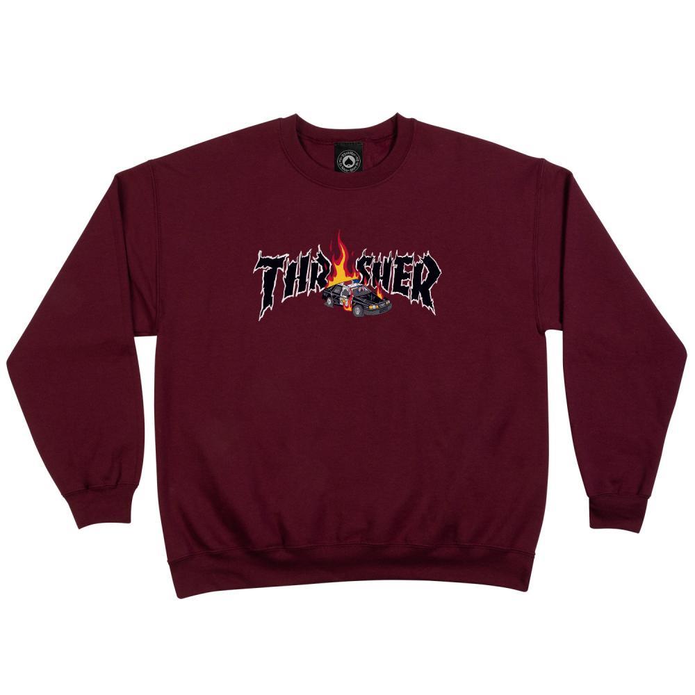  Thrasher Cop Car Crew - Maroon、mySite、merchandisen