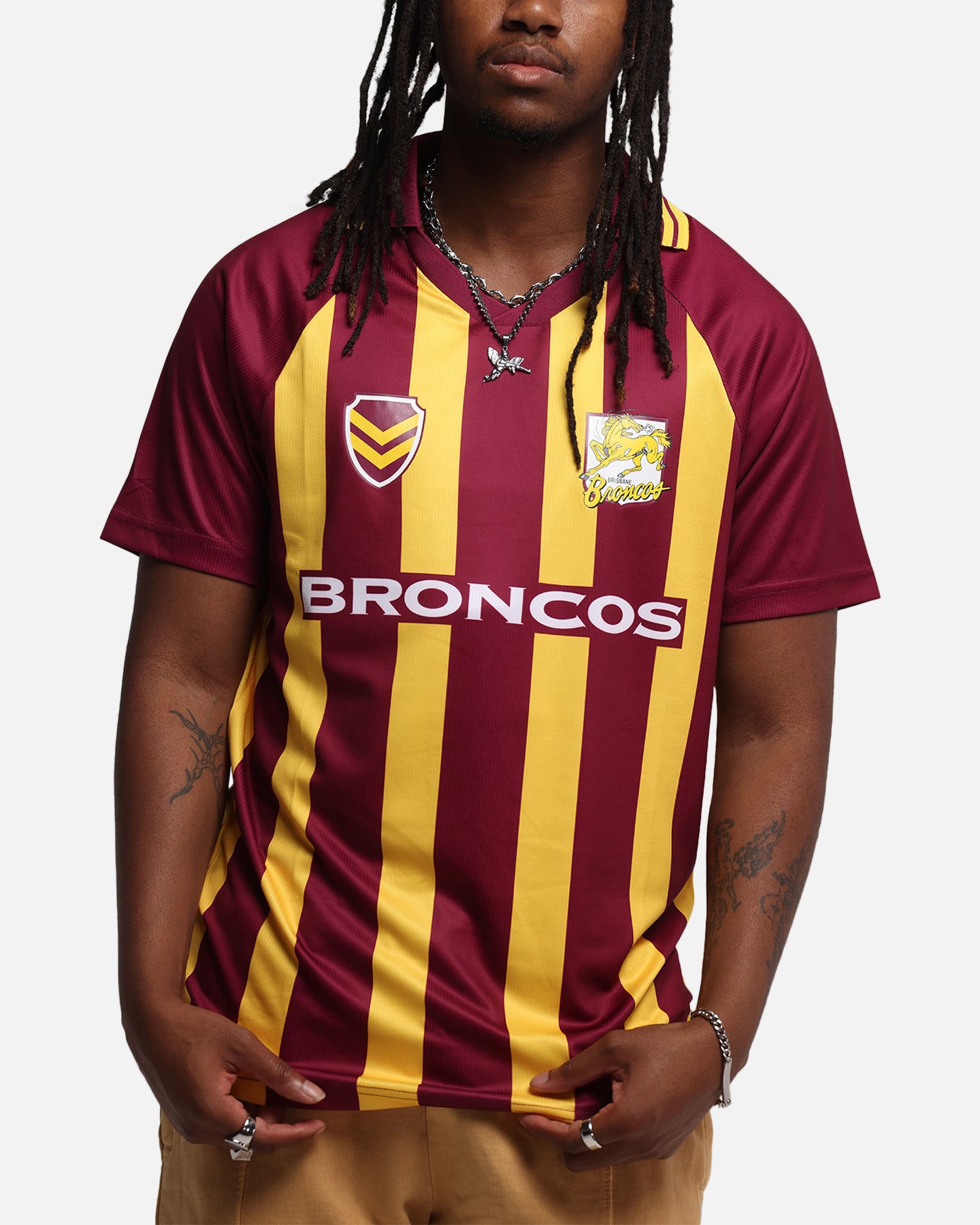 Bleacher Athletic Brisbane Broncos NRL 1908 Collared T-Shirt Official Team Colour、mySite、zt4zffjzw