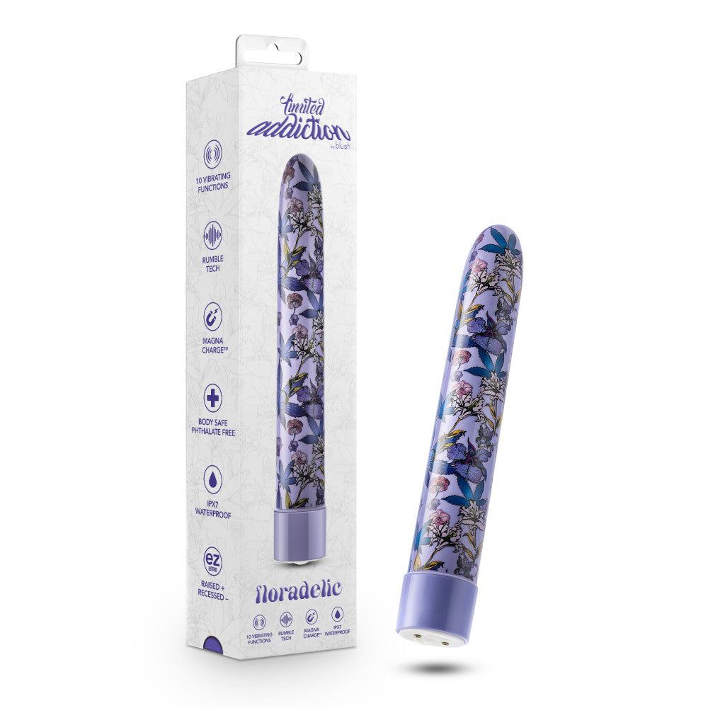 Limited Addiction By Blush® | Floradelic Slimline Purple Vibrator with Powerful RumboTech™ Technology、mySite、bottomscart